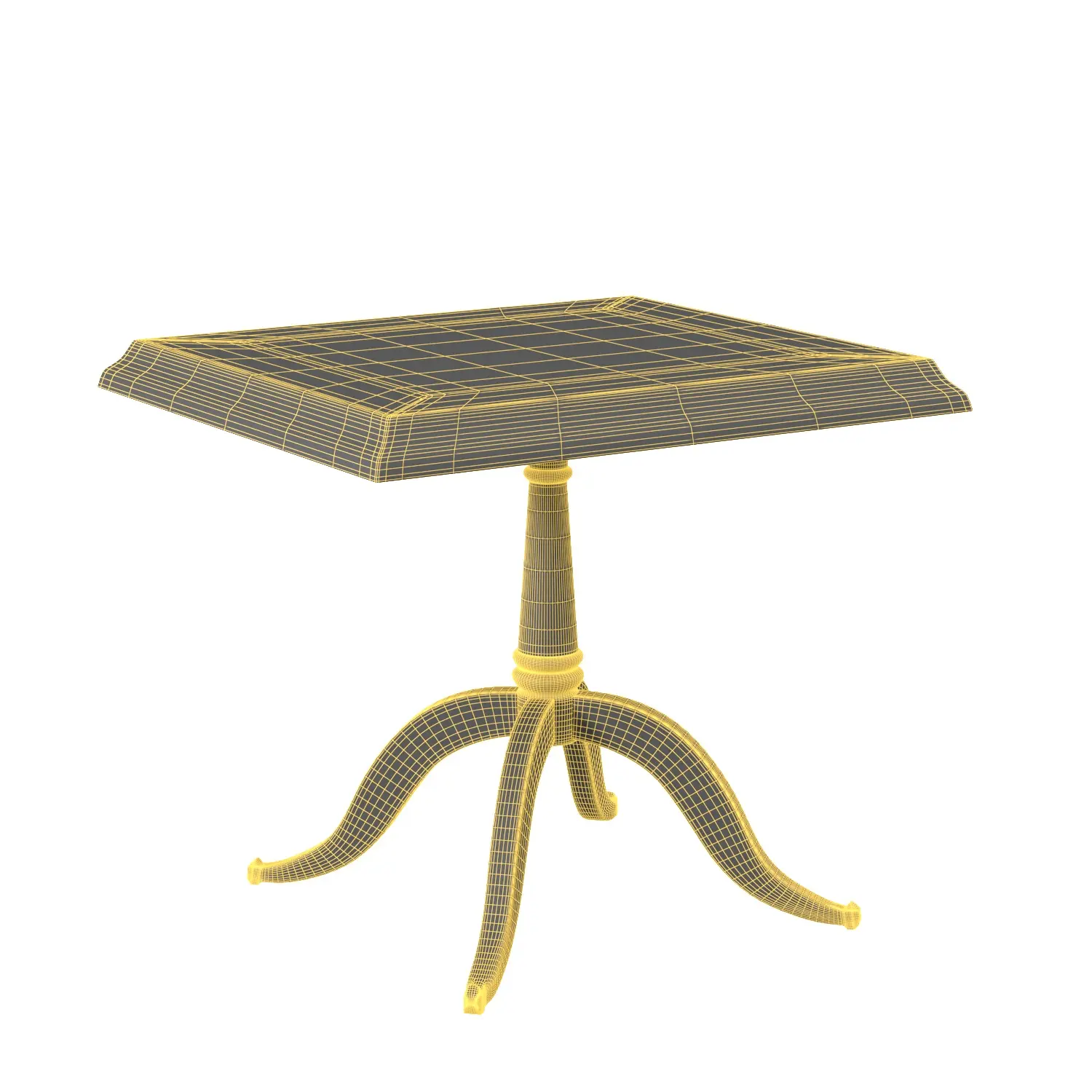 Square Stone Dining Table 3D Model_07