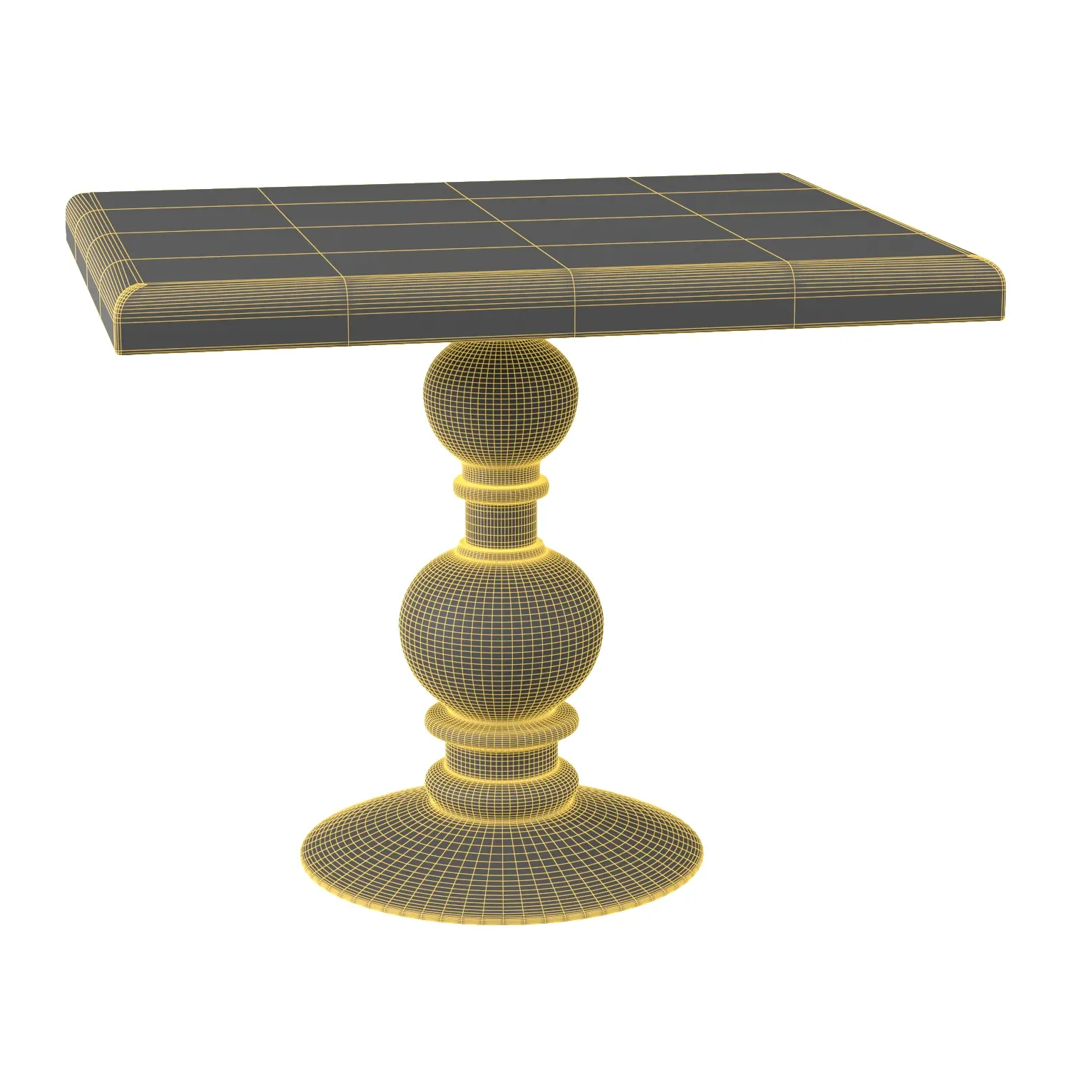 Square Wood Dining Table 3D Model_07