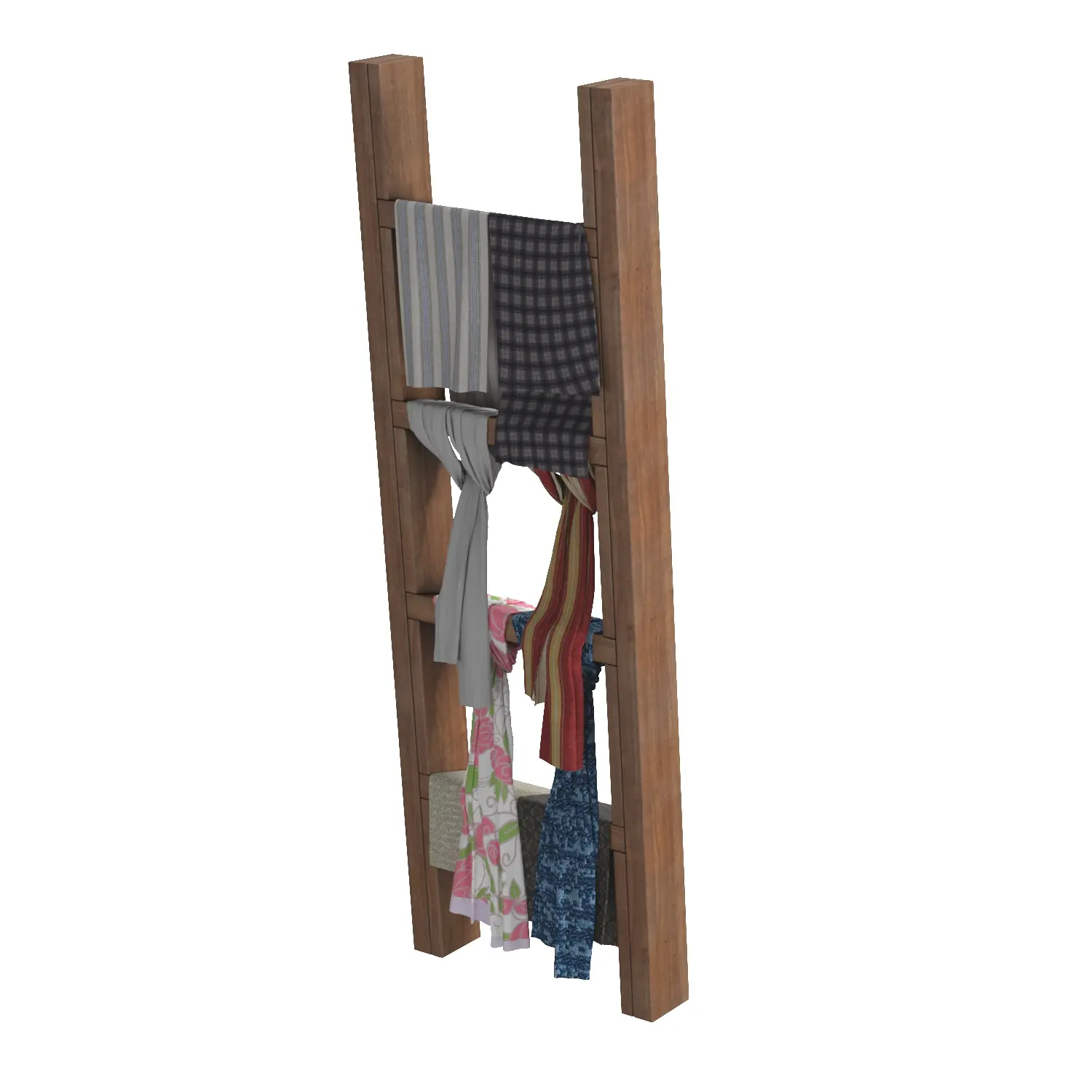 Wood Ladders Scarf Display 6 3D Model_06