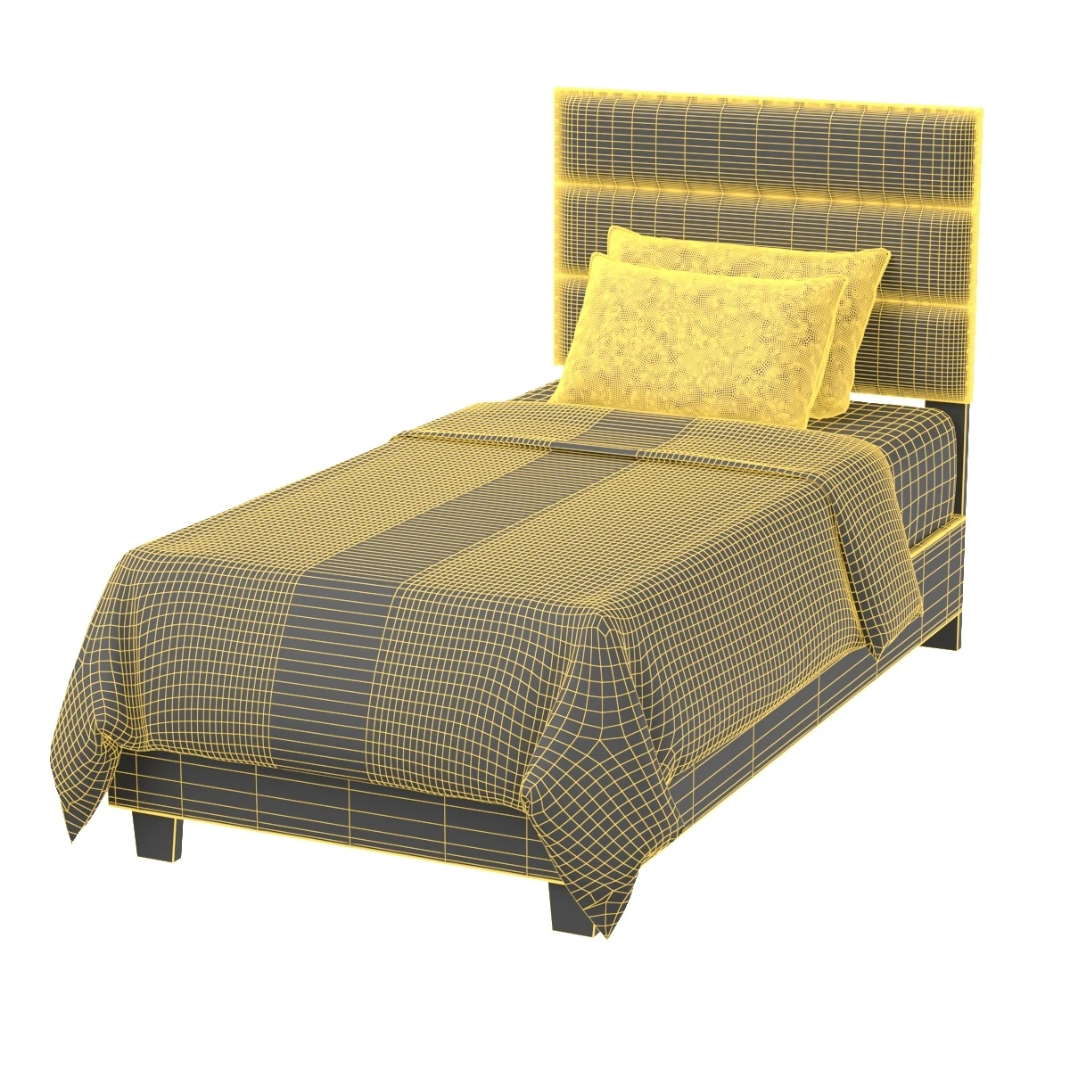 Collection of Four Single Bed 3D Bed Models 3D Model_01