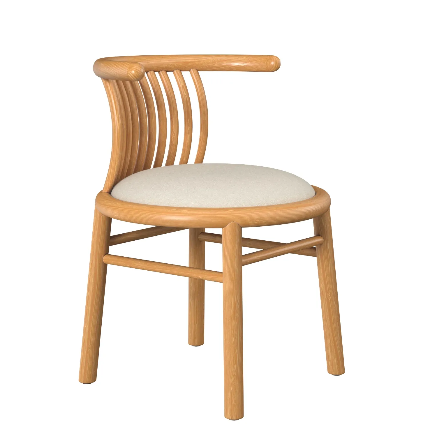 Mathilde Curved Slatted Wood Dining Chair PBR 3D Model_01