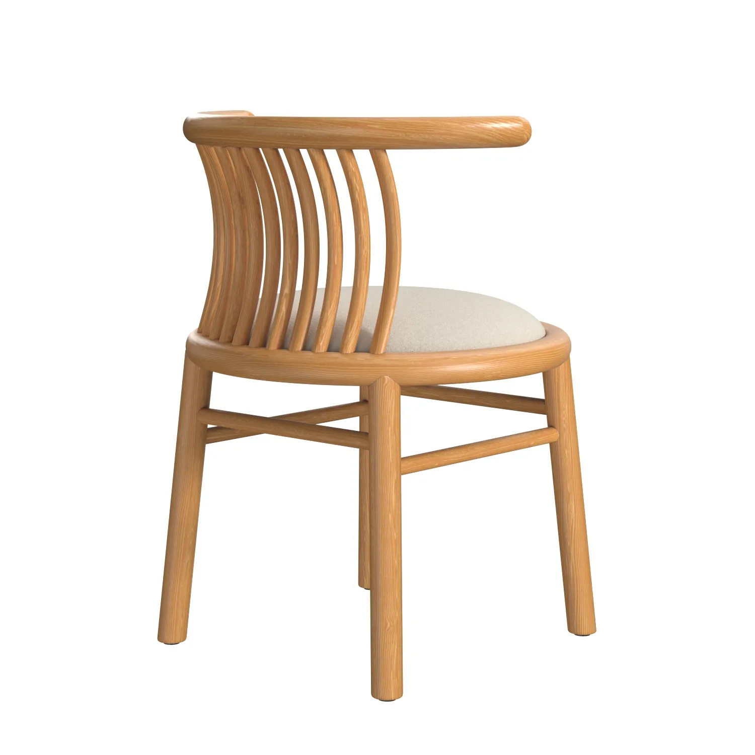 Mathilde Curved Slatted Wood Dining Chair PBR 3D Model_06