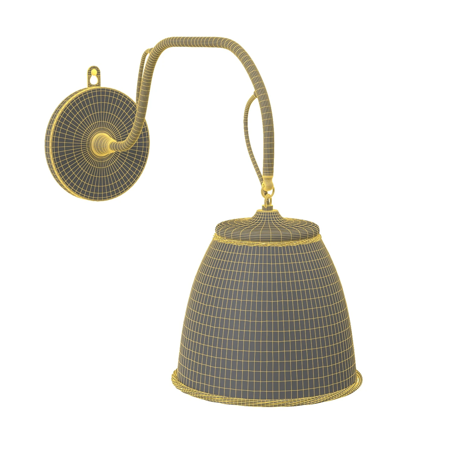 Swedish Wall Light Brass Rattan Sweden 1922 PBR 3D Model_07