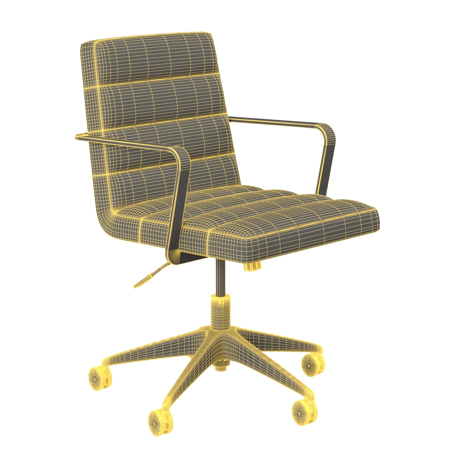 Duet Conference Tubular Arms Quilting Chair PBR 3D Model_07