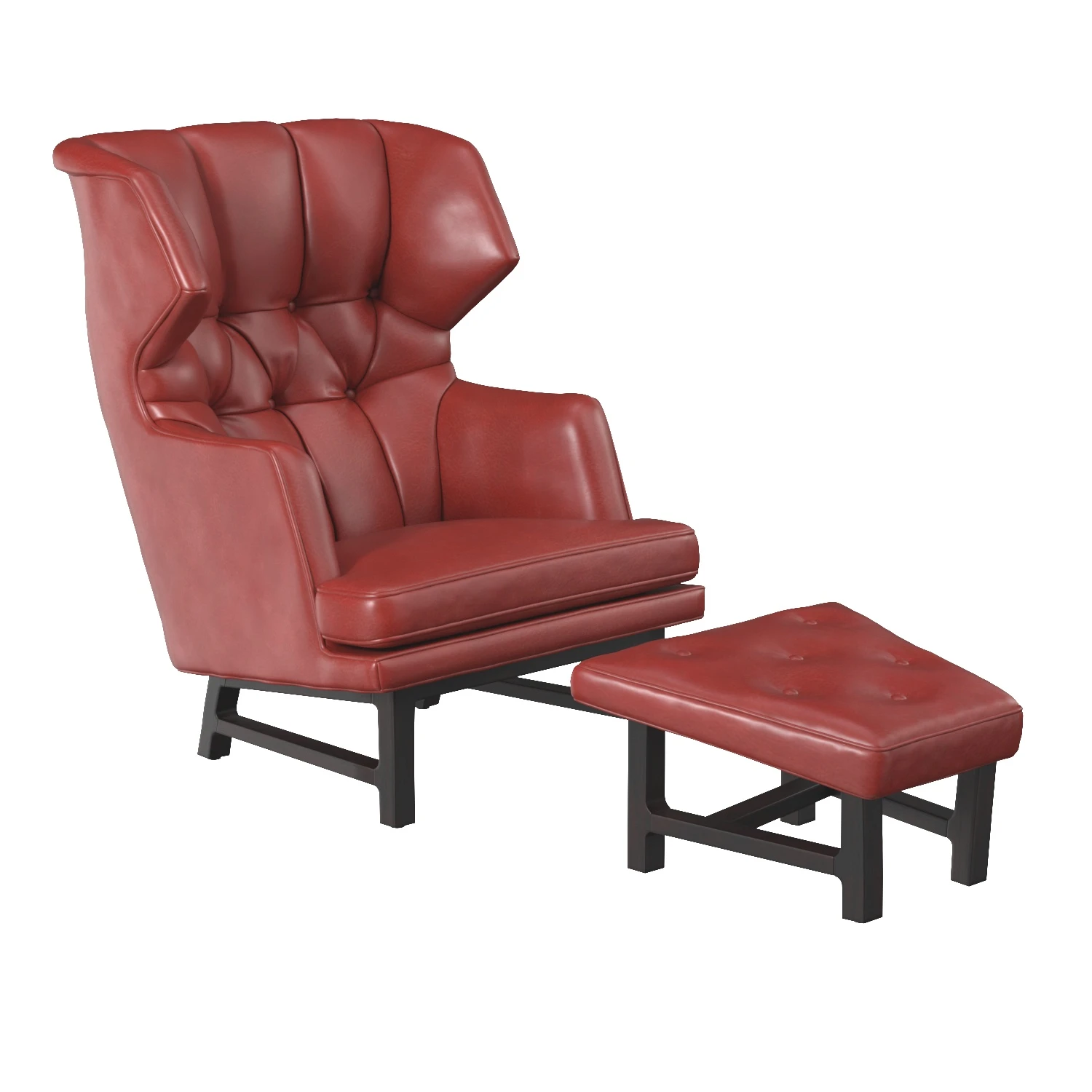 Janus Wing Chair and Ottoman PBR 3D Model_01