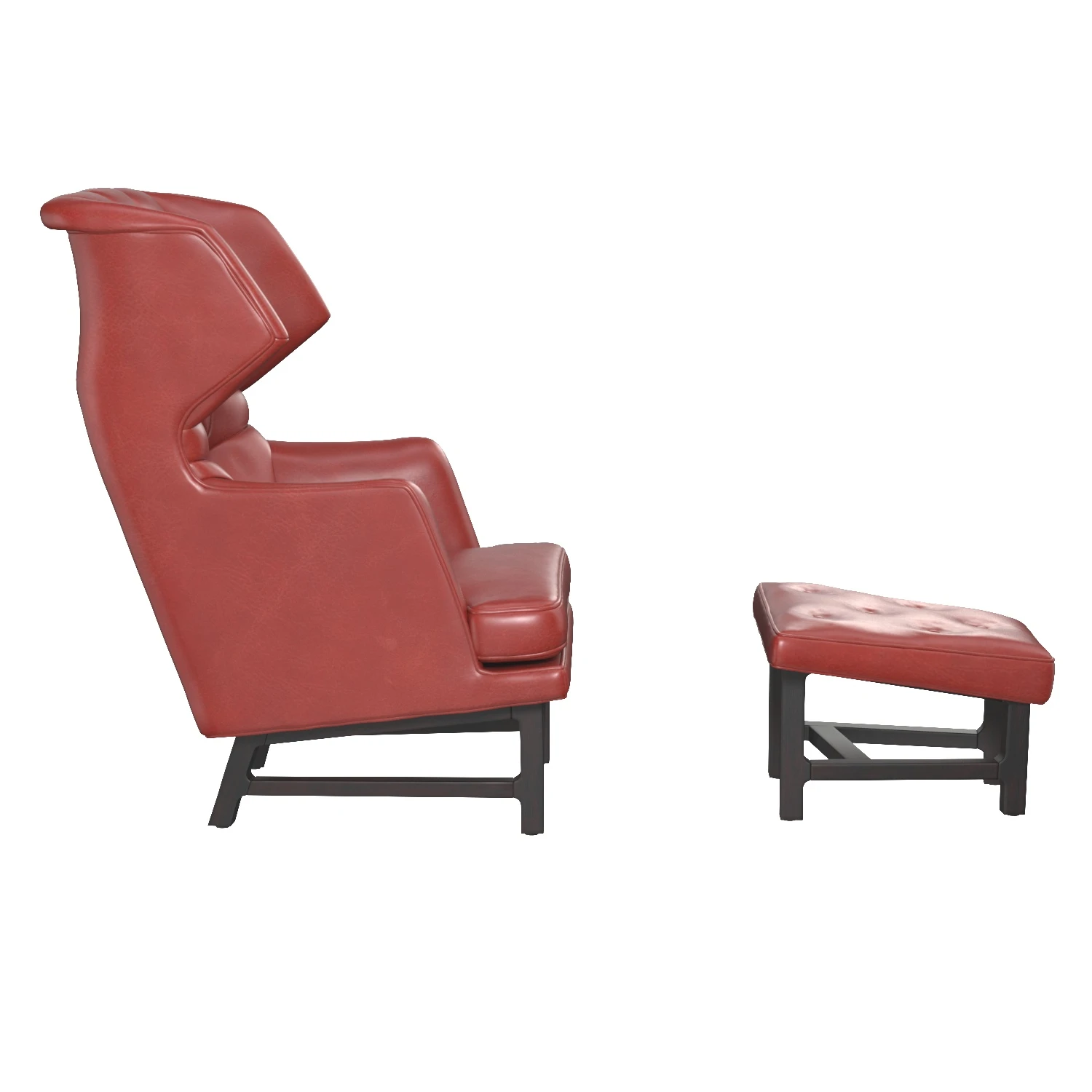 Janus Wing Chair and Ottoman PBR 3D Model_03