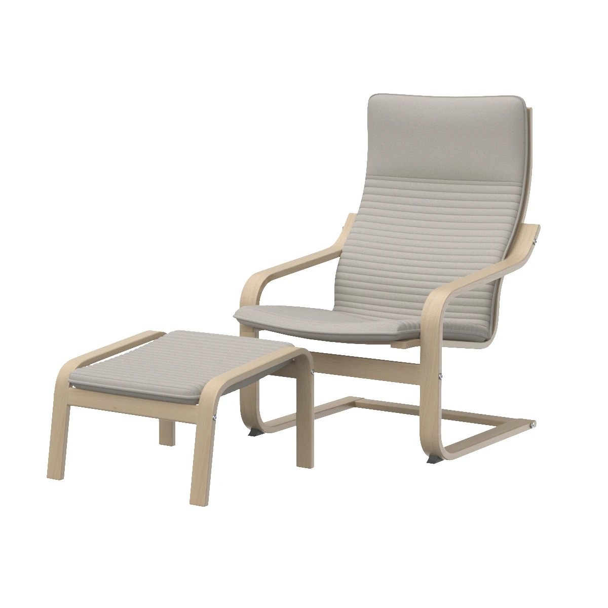 Poang Armchair With Footstool 3D Model_01