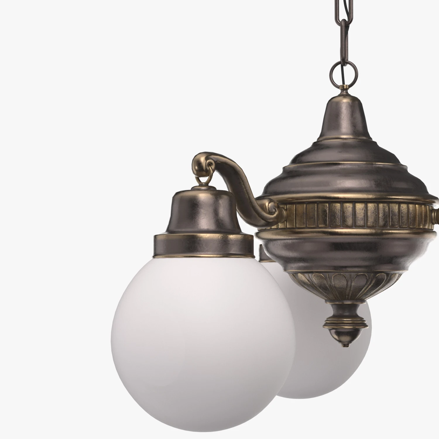 Brass Chandelier With Three Vintage Arms PBR 3D Model_05