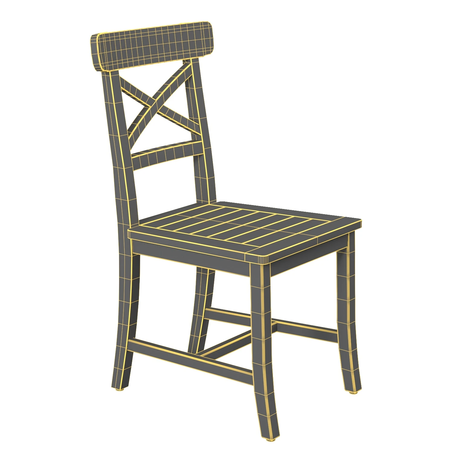 Crossback Teak Side Chair PBR 3D Model_07