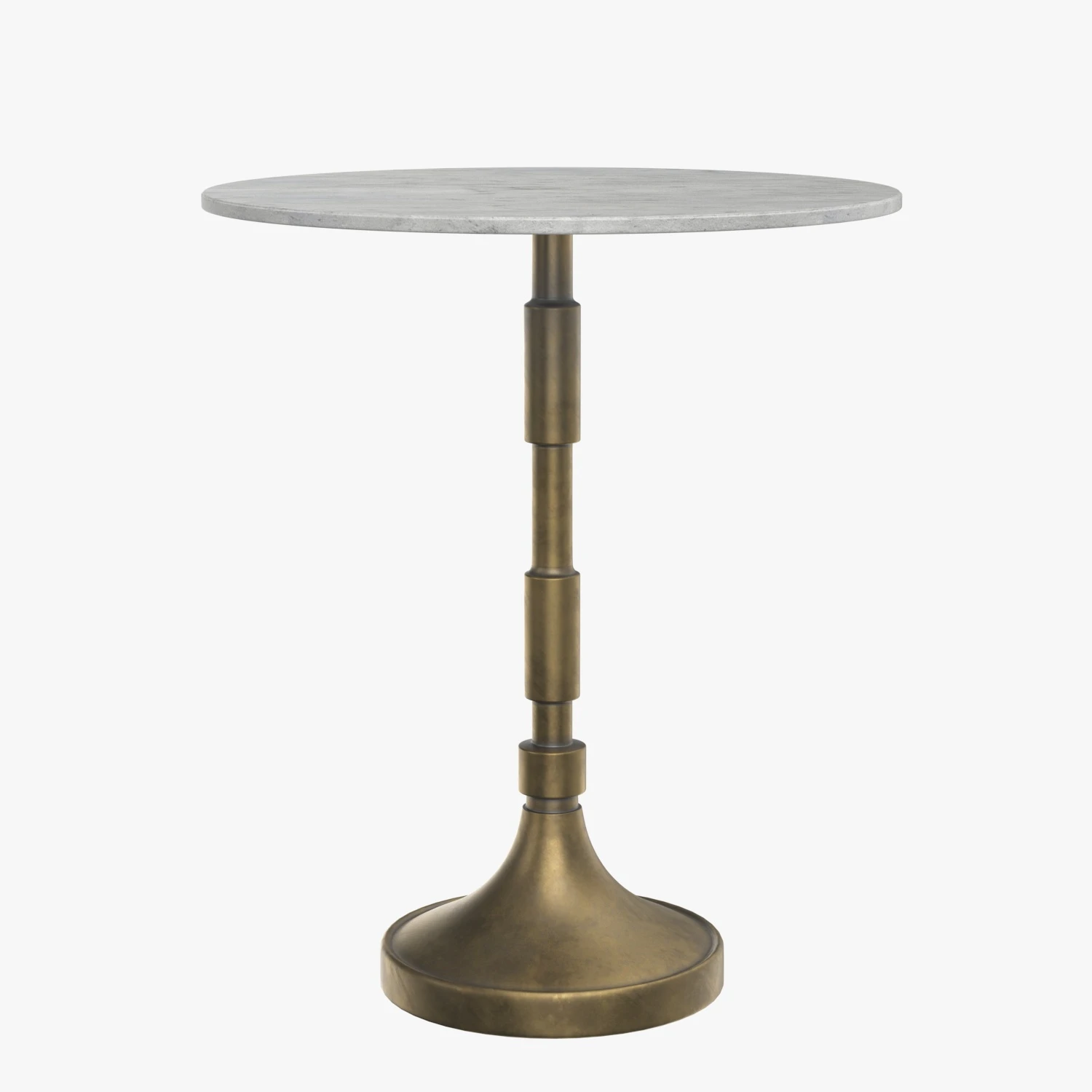 Aluminum Pedestal Top Marble Side Table 3D Model_01