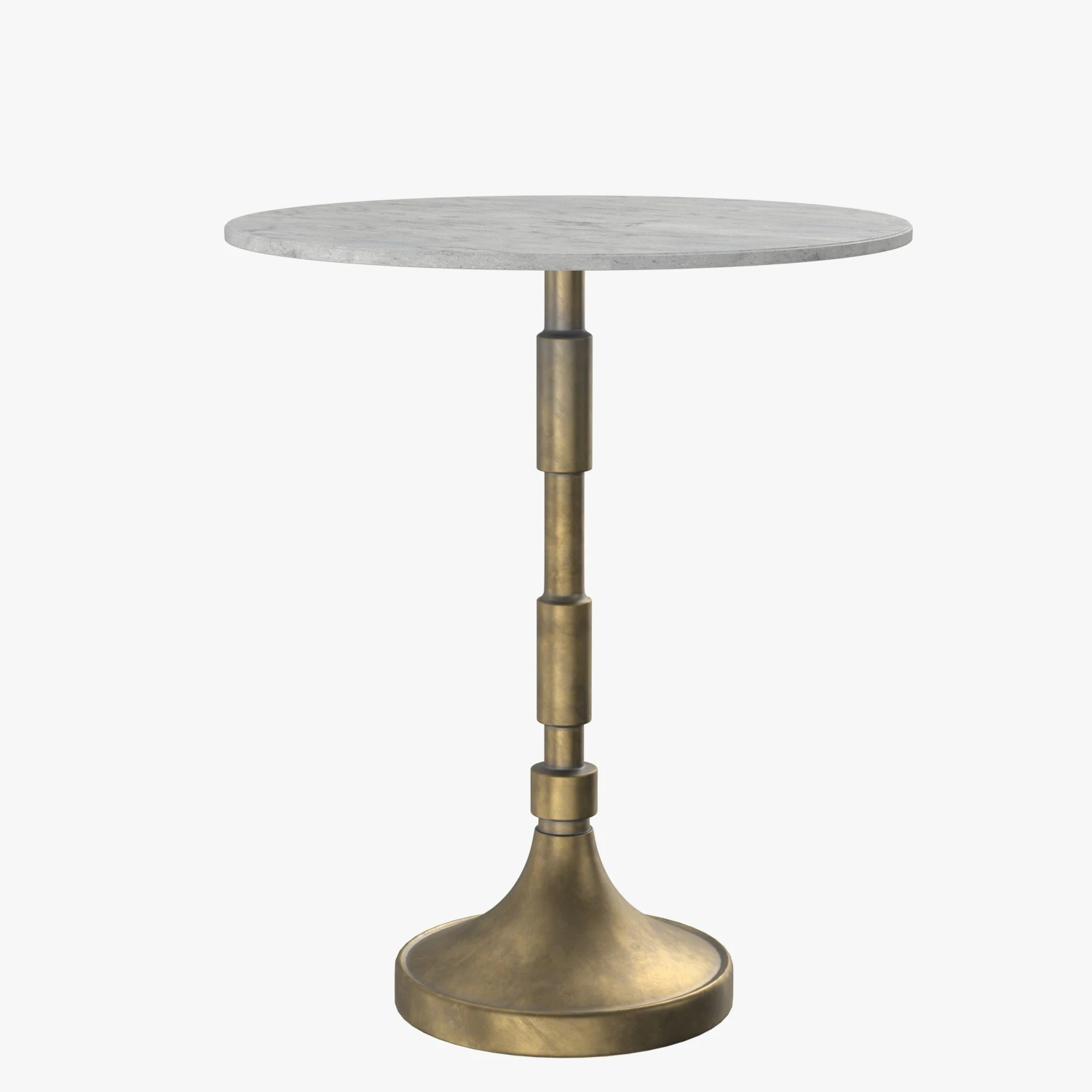 Aluminum Pedestal Top Marble Side Table 3D Model_06