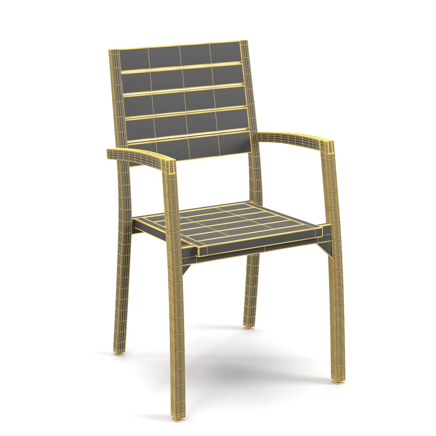 Vista Slatted Teak Stacking Chair PBR 3D Model_07