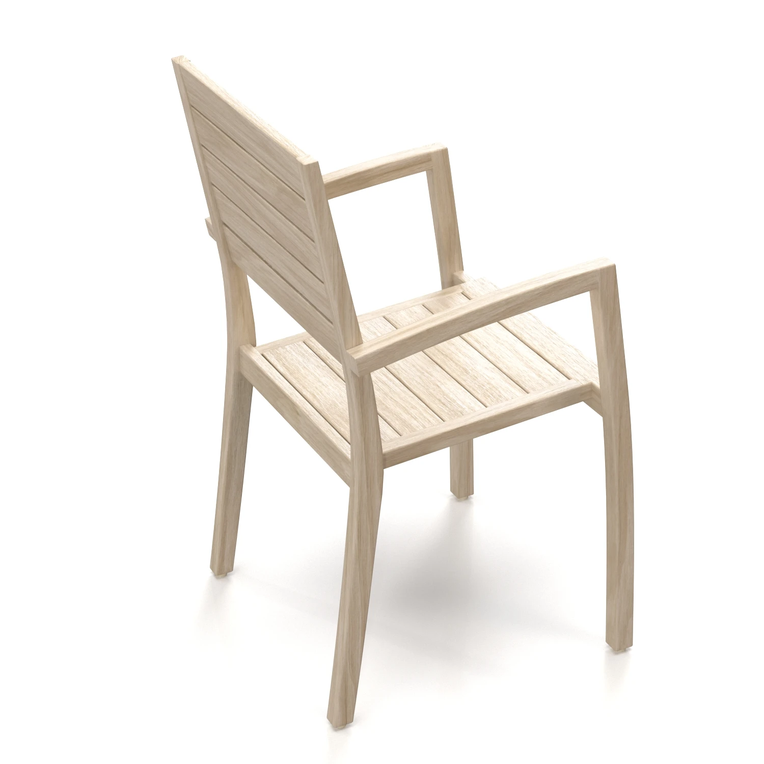 Vista Slatted Teak Stacking Chair PBR 3D Model_06