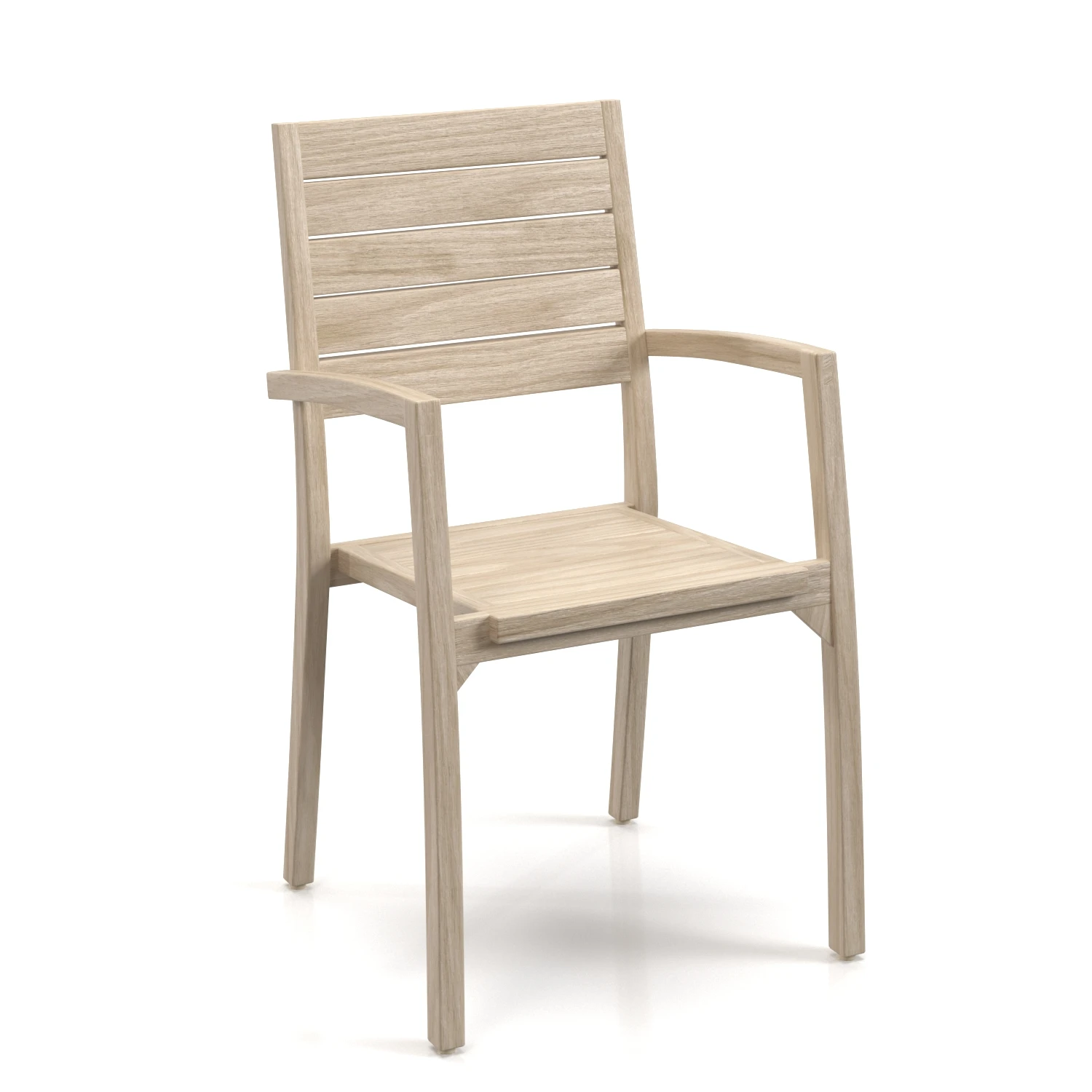 Vista Slatted Teak Stacking Chair PBR 3D Model_01