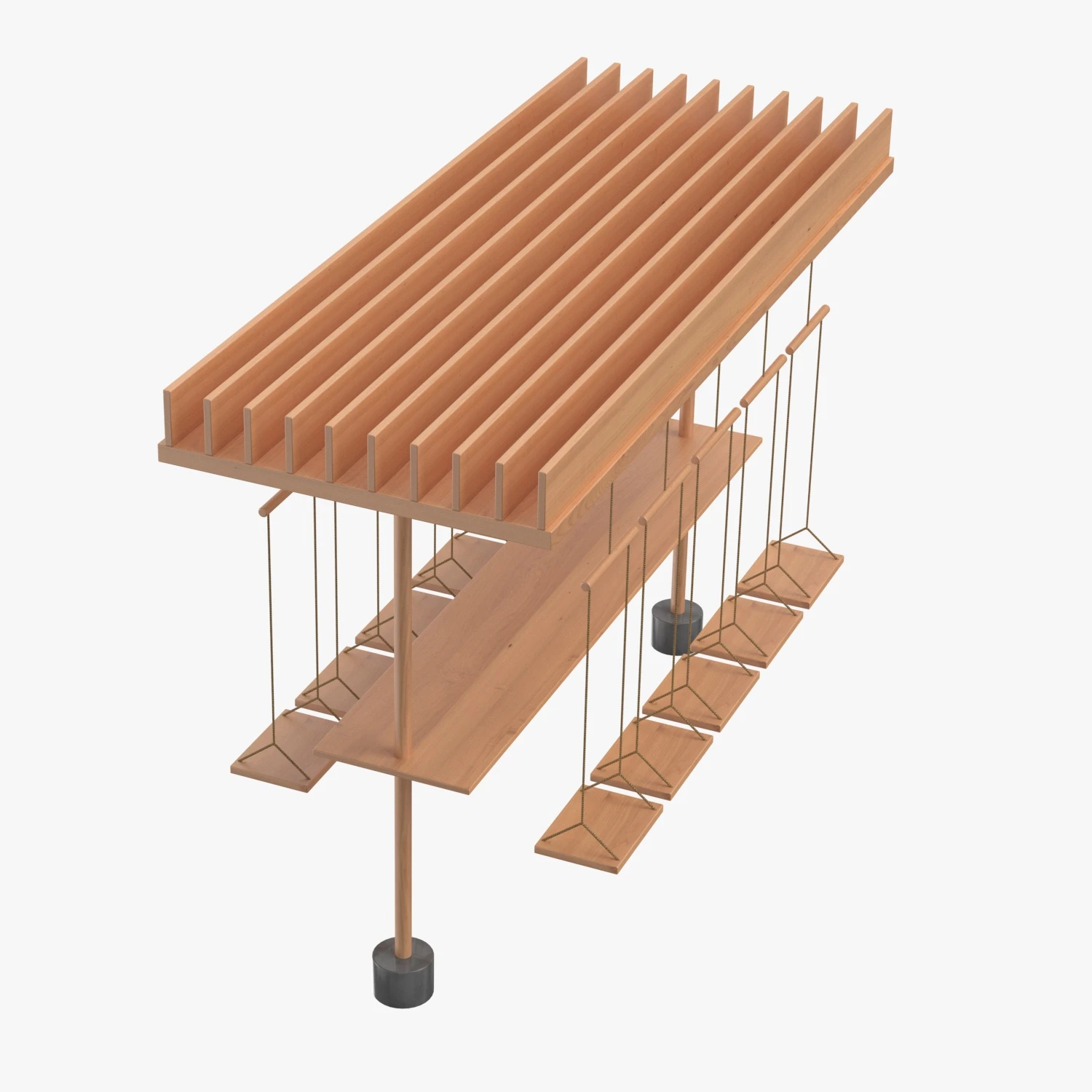 Wooden Post Swing 3D Model_04