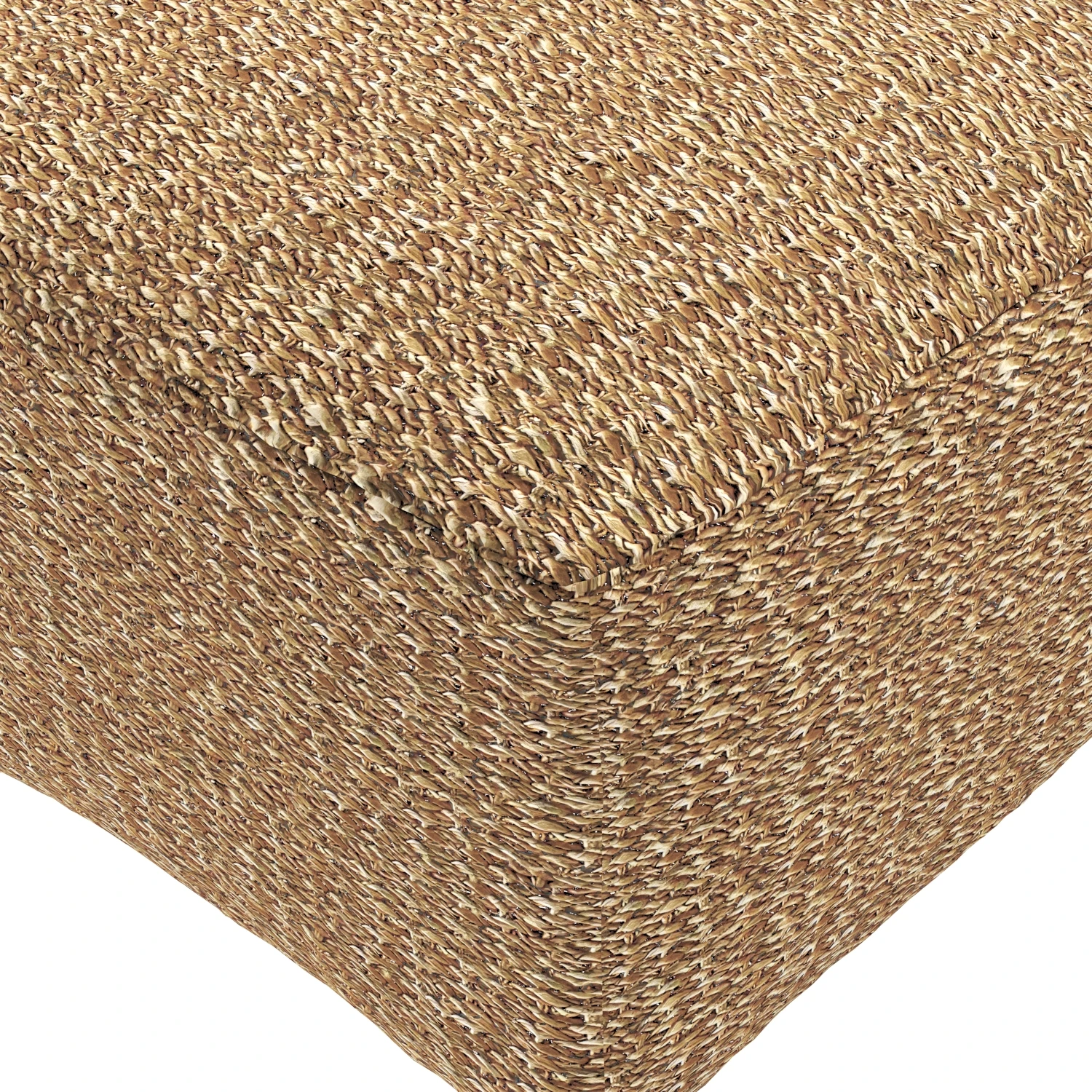 Zuri Coastal Beach Brown Woven Rattan Square Ottoman PBR 3D Model_05