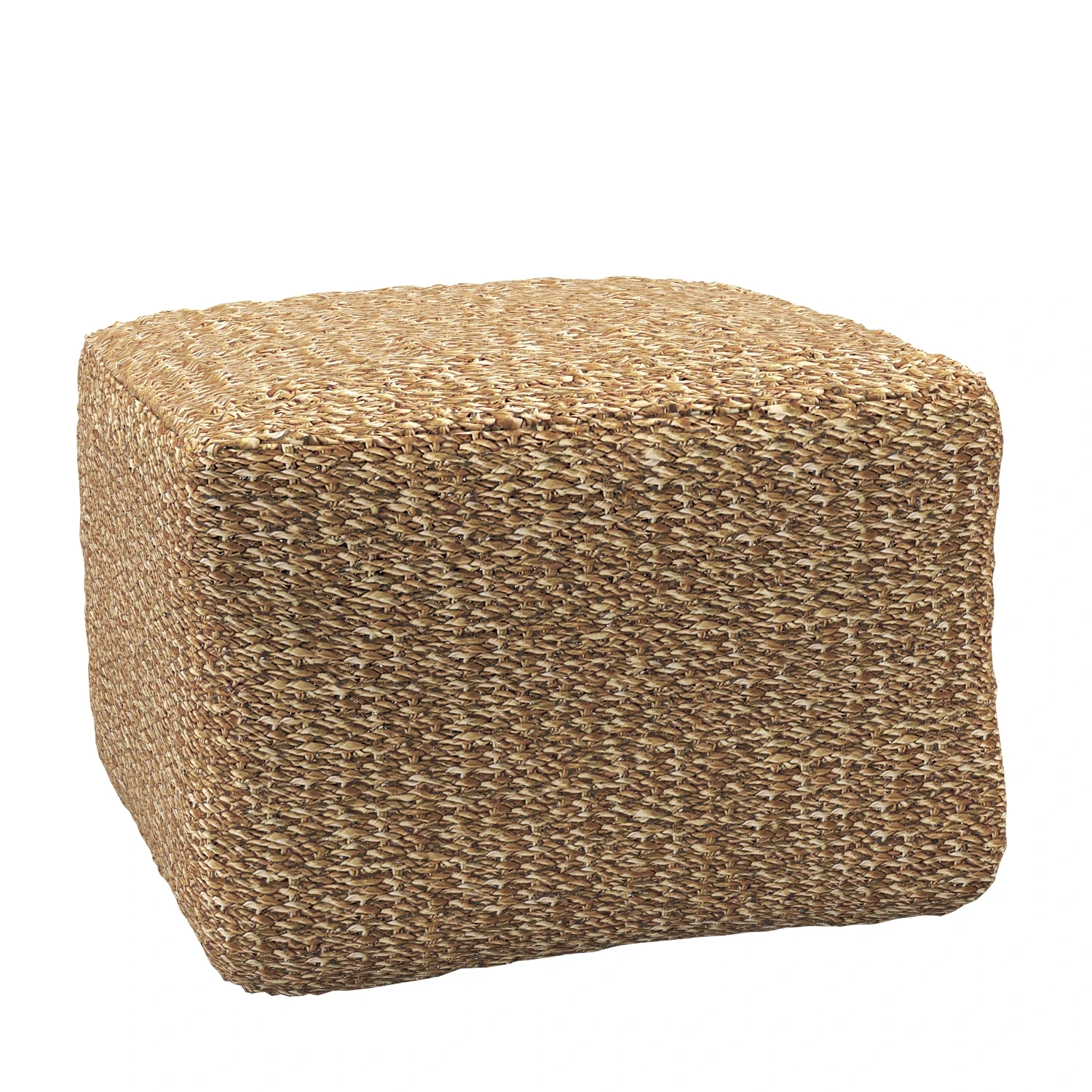 Zuri Coastal Beach Brown Woven Rattan Square Ottoman PBR 3D Model_01