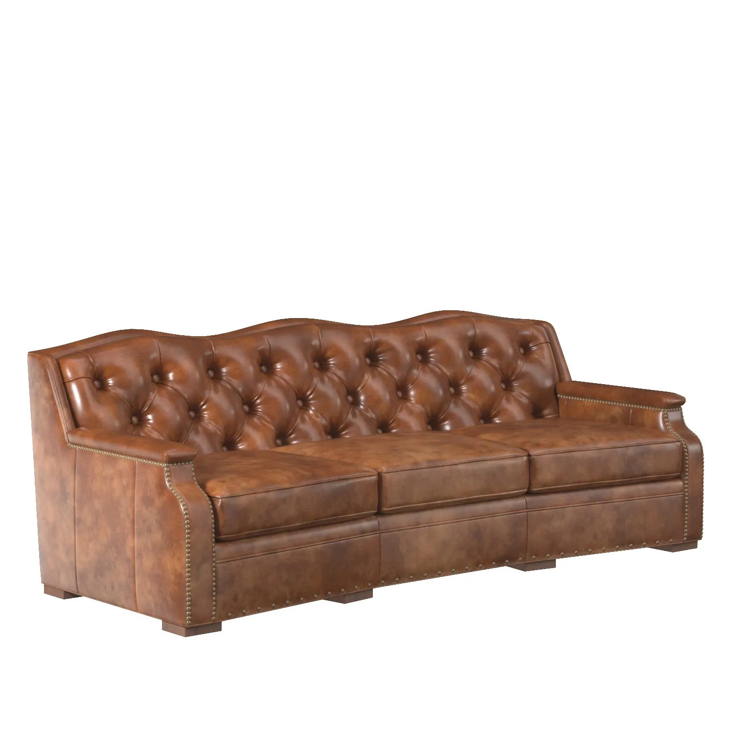 Chestnut Western Leather Sofa PBR 3D Model_01