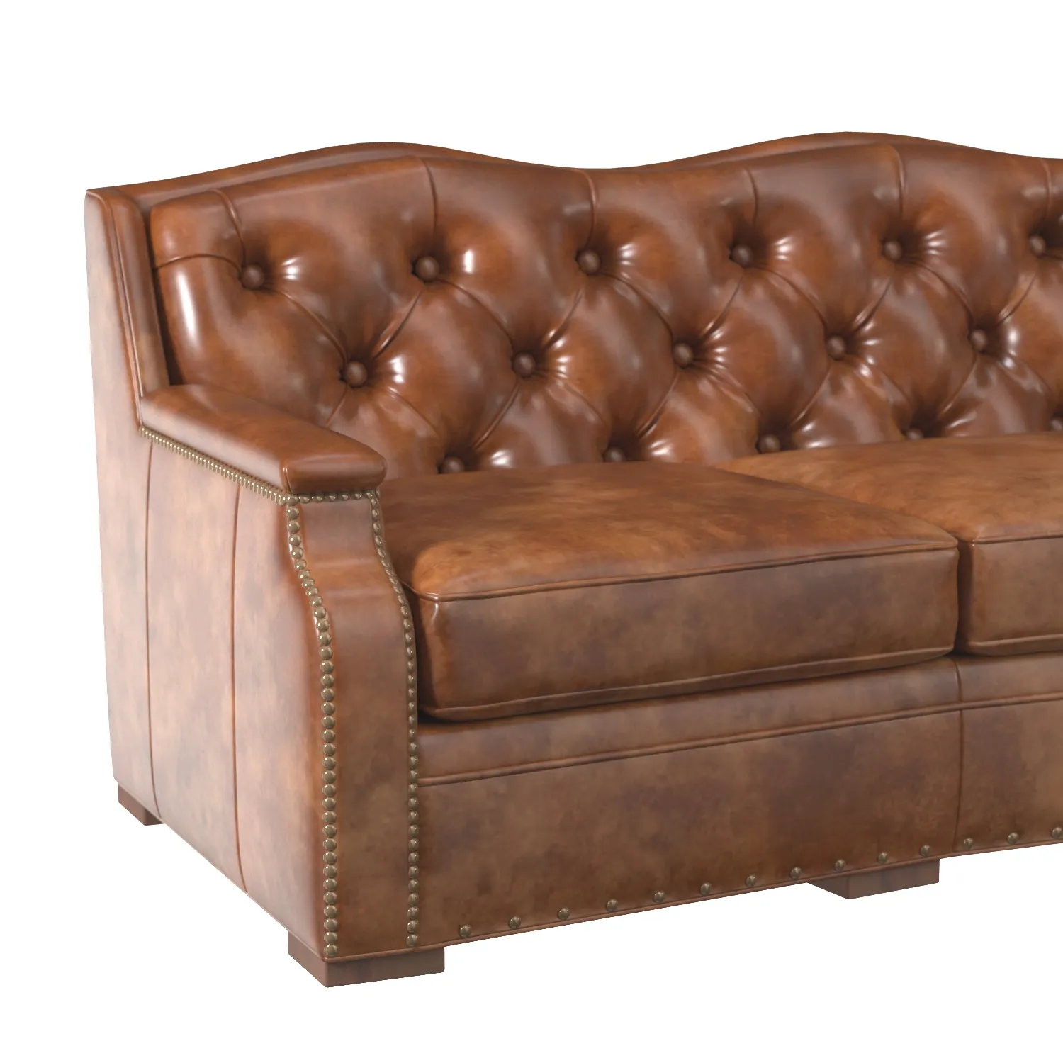 Chestnut Western Leather Sofa PBR 3D Model_05
