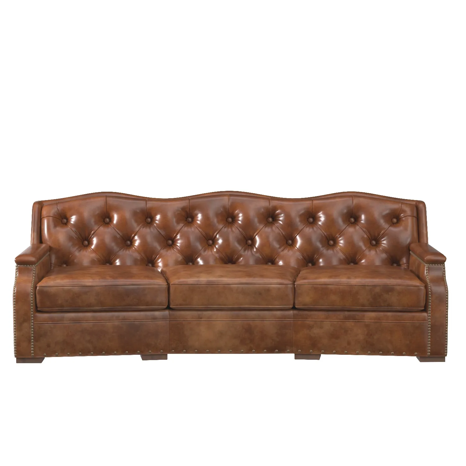 Chestnut Western Leather Sofa PBR 3D Model_04