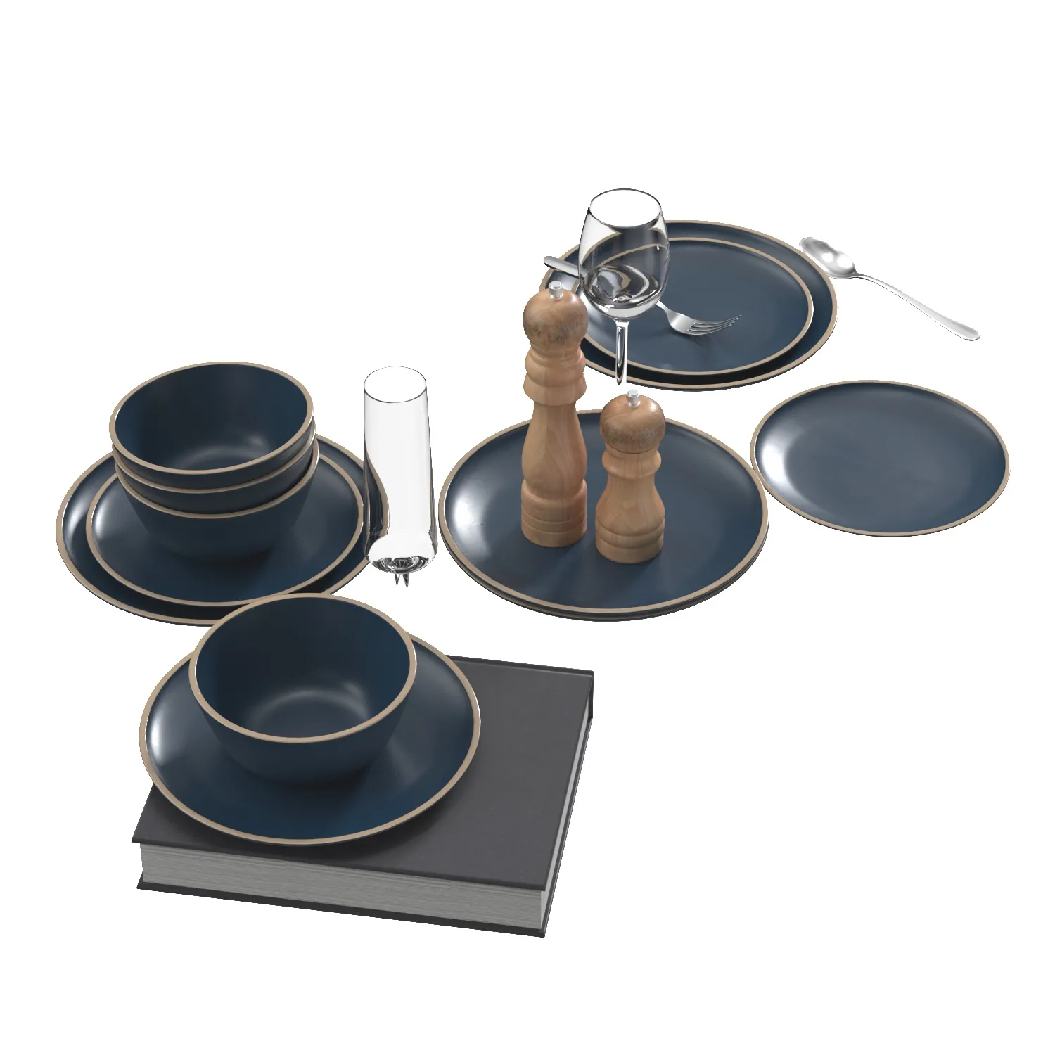 Gufaith Melamine Dinnerware Sets PBR 3D Model_04