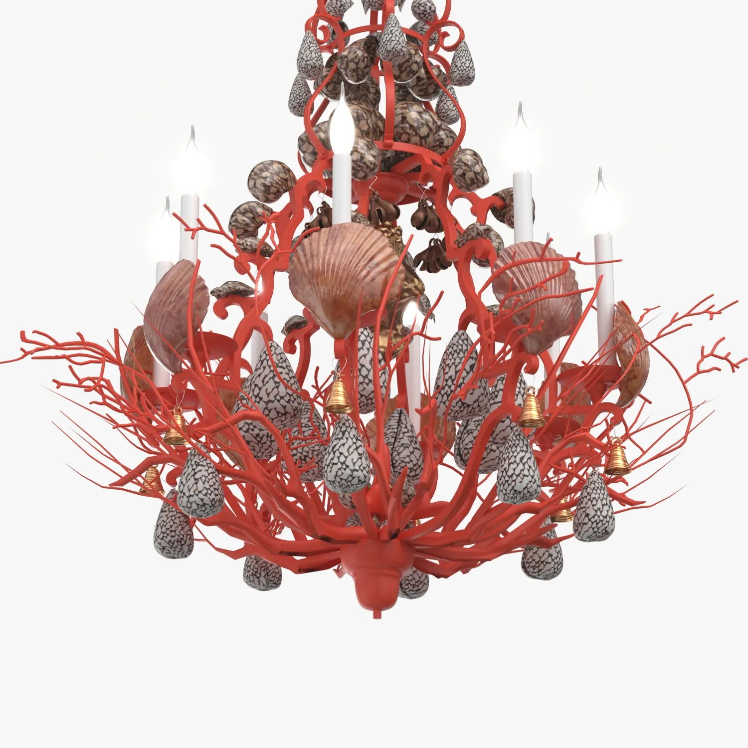 Red Coral and Shell Chandelier 3D Model_05