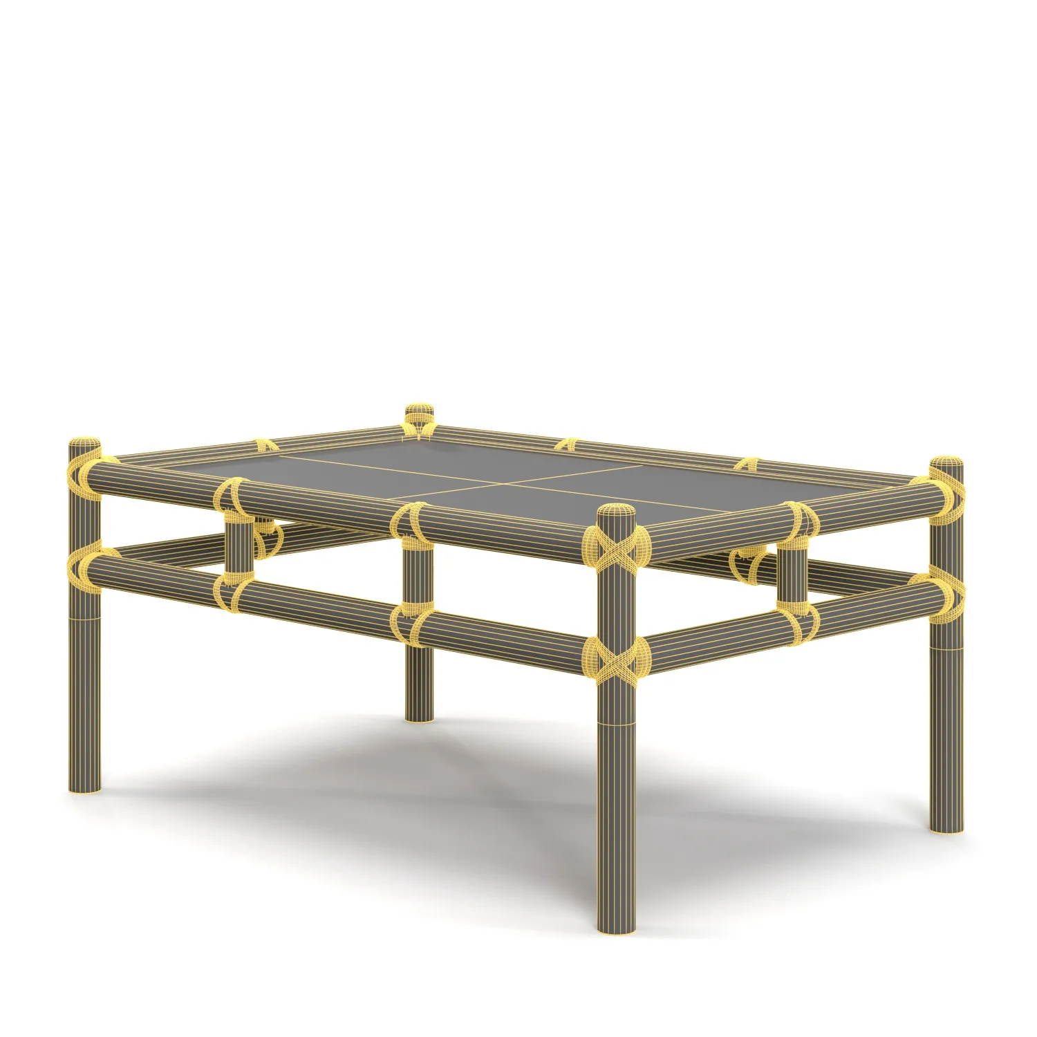 McGuire Style Low Rattan Coffee Cocktail Table PBR 3D Model_07