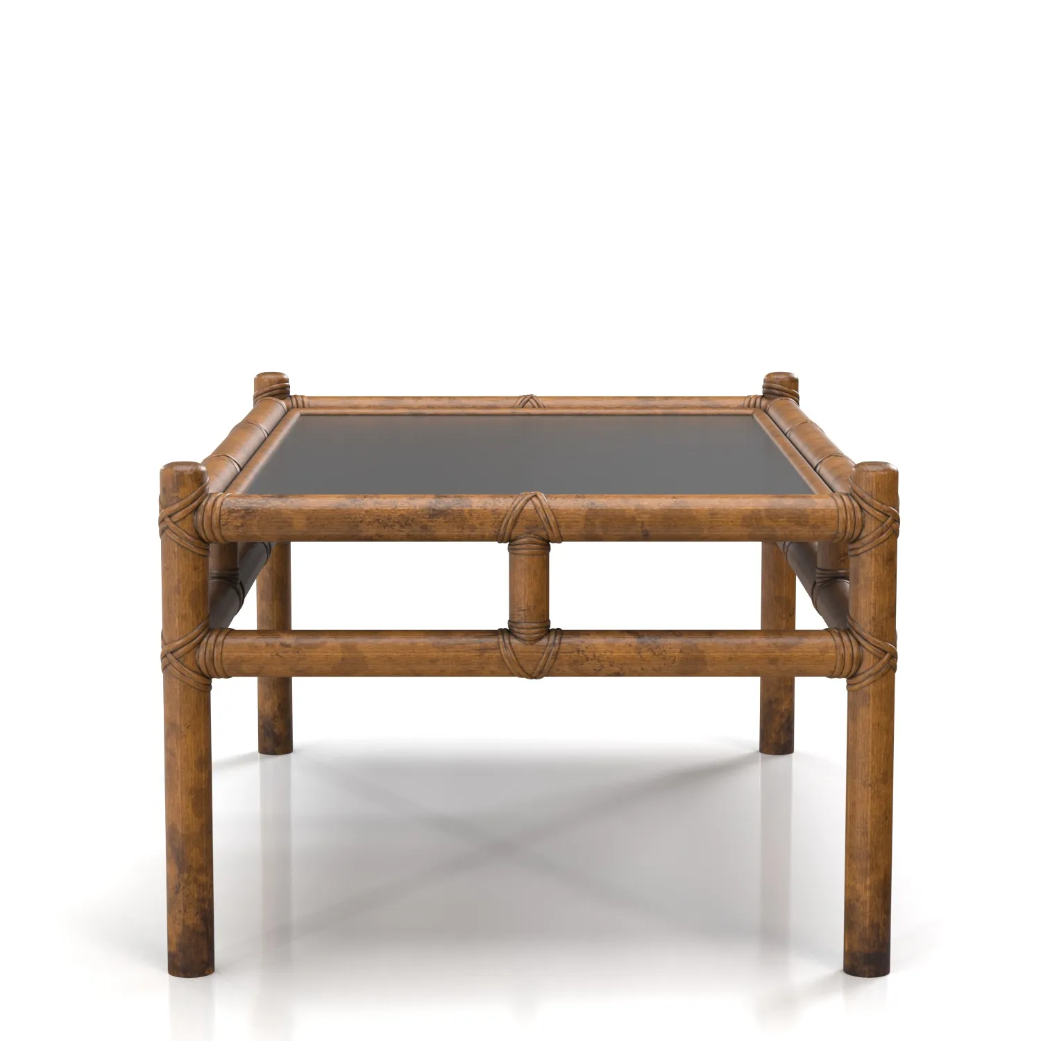 McGuire Style Low Rattan Coffee Cocktail Table PBR 3D Model_03