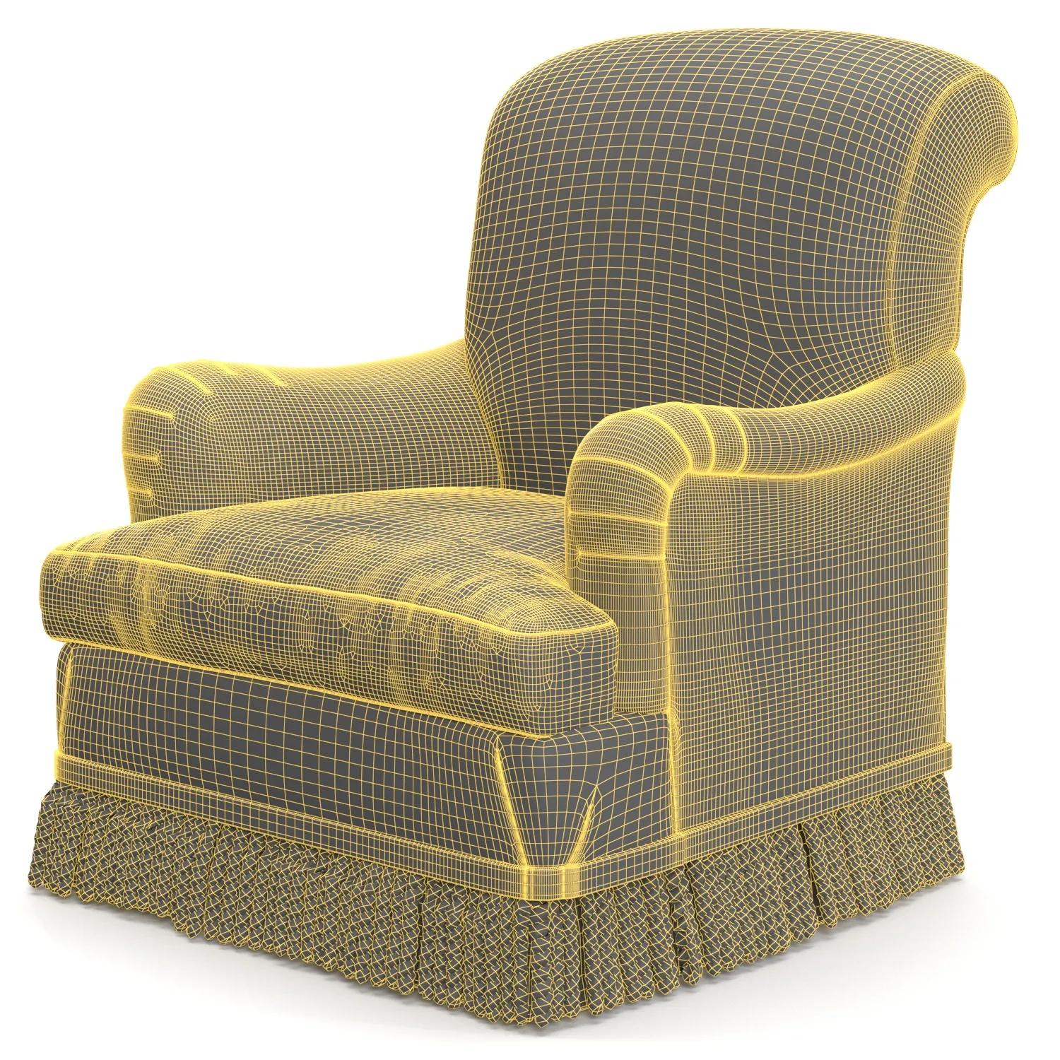 Custom Roll Arm Fringe Chair 3D Model_07