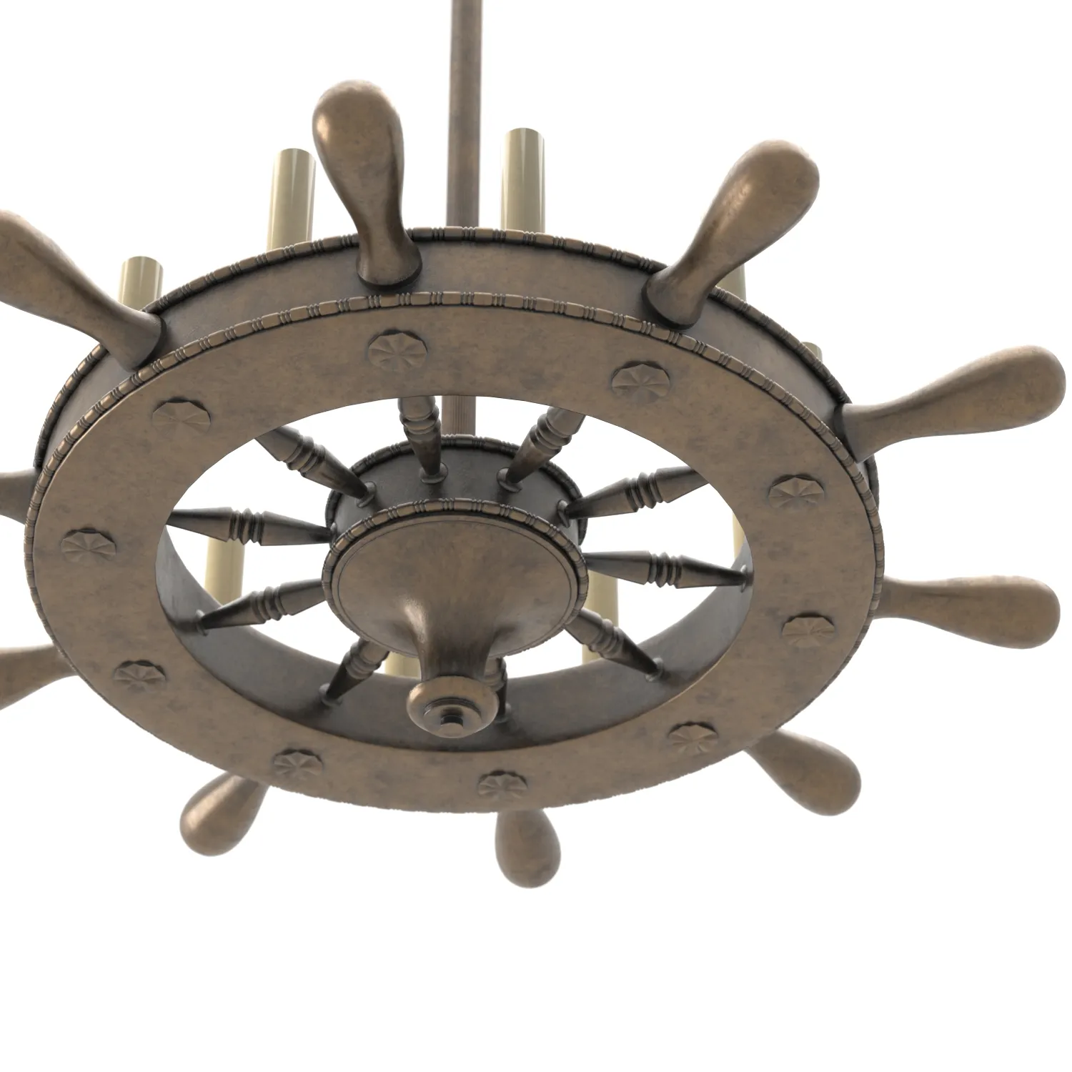 English Ship Wheel Chandelier PBR 3D Model_05