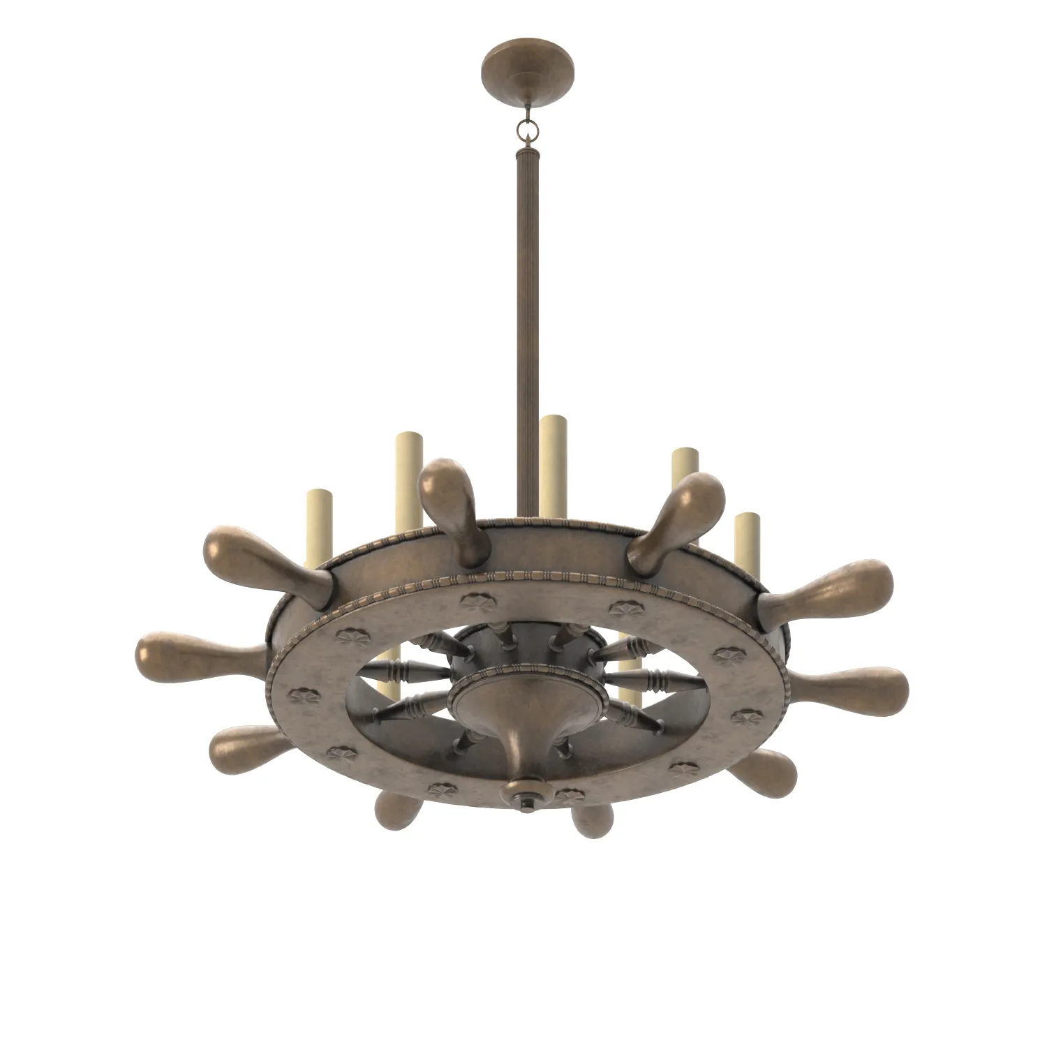 English Ship Wheel Chandelier PBR 3D Model_01