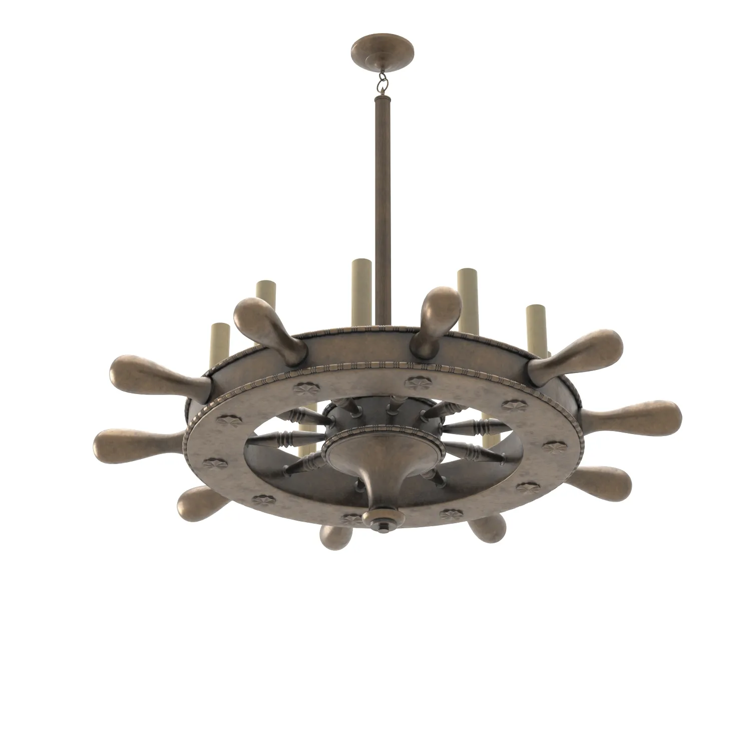 English Ship Wheel Chandelier PBR 3D Model_06