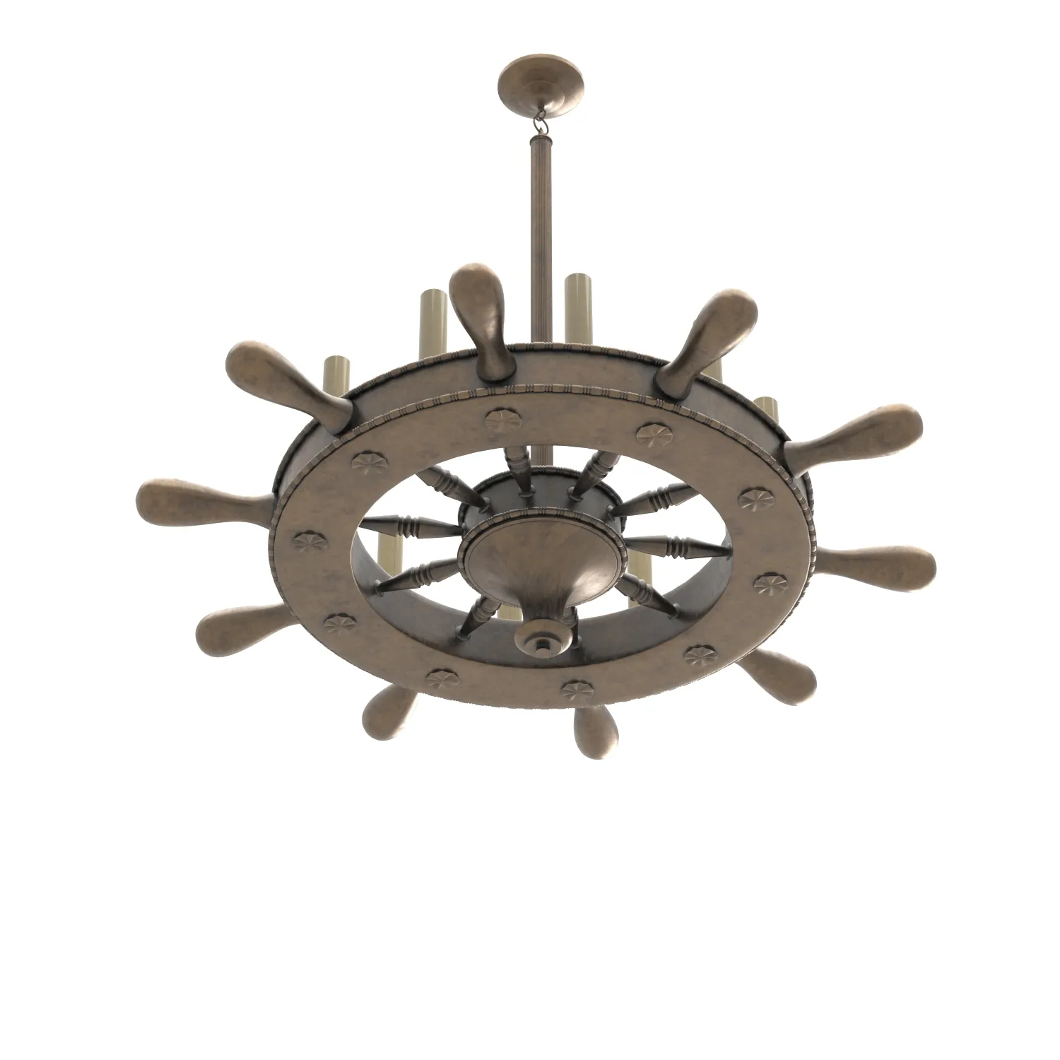 English Ship Wheel Chandelier PBR 3D Model_04