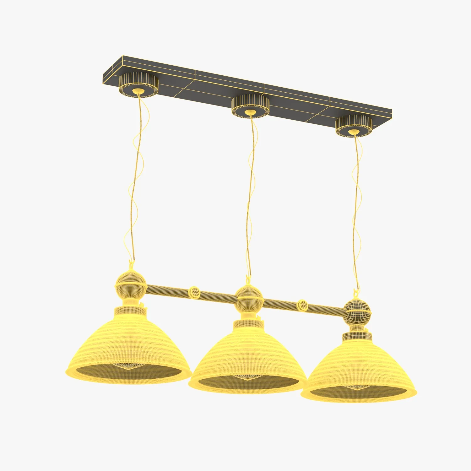 Holophane Glass & Brass Gas Lamp Pendant 3D Model_07