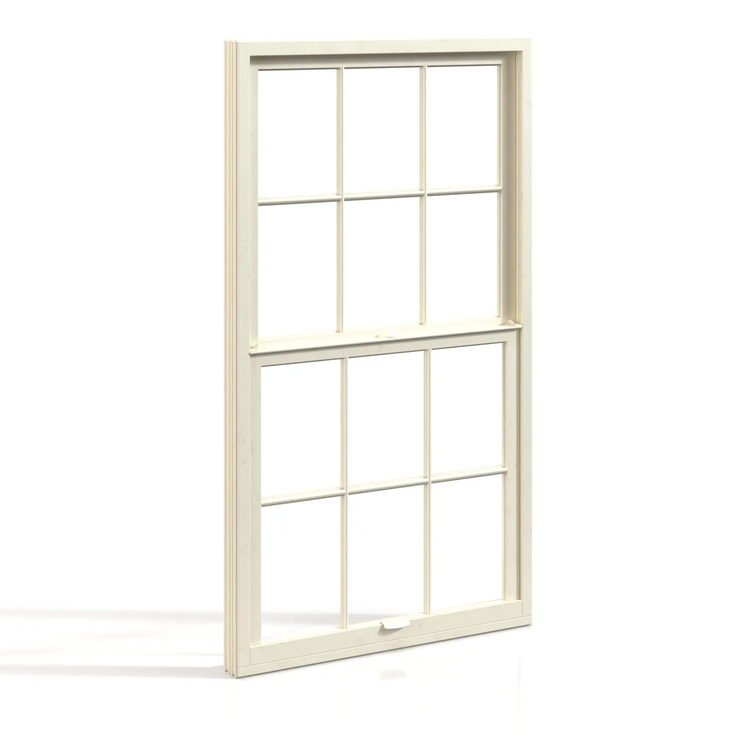 Hurricane Proof PVC Single Glazed Vertical Sliding Glass Window PBR 3D Model_01