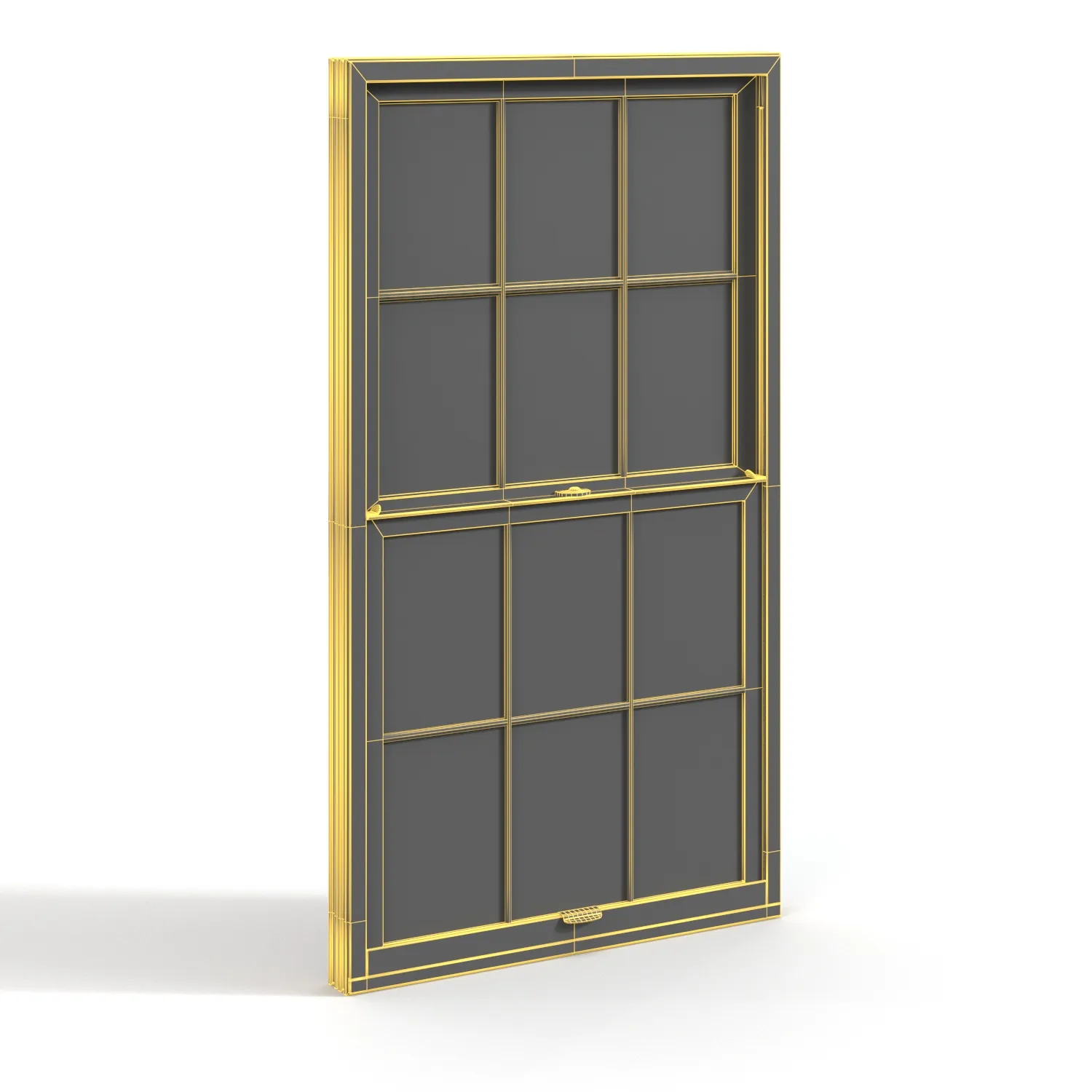 Hurricane Proof PVC Single Glazed Vertical Sliding Glass Window PBR 3D Model_07