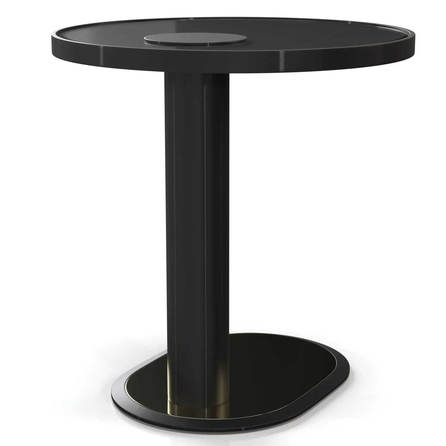 Metal Base And Top Laminated Glass Side Table 3D Model_04