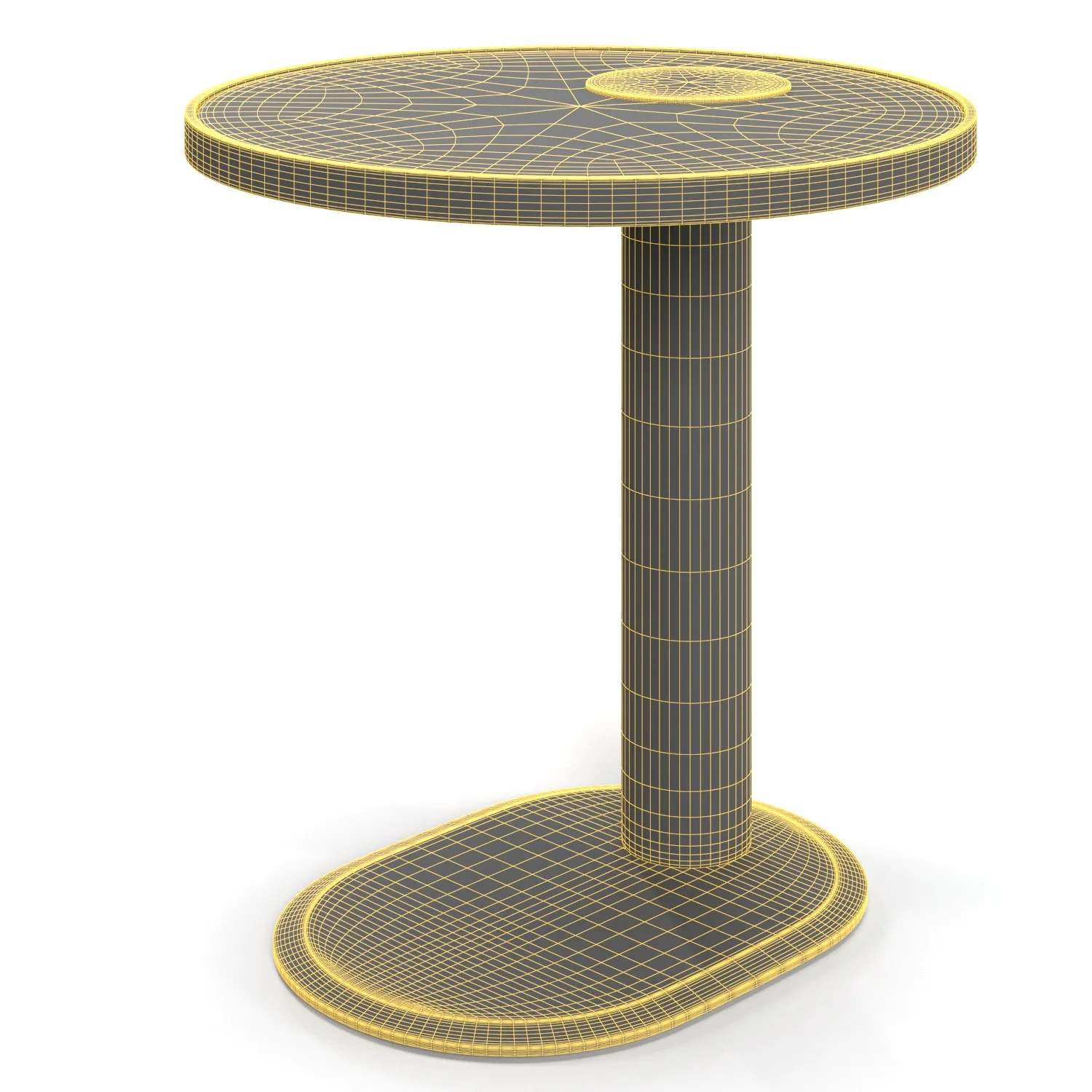 Metal Base And Top Laminated Glass Side Table 3D Model_07