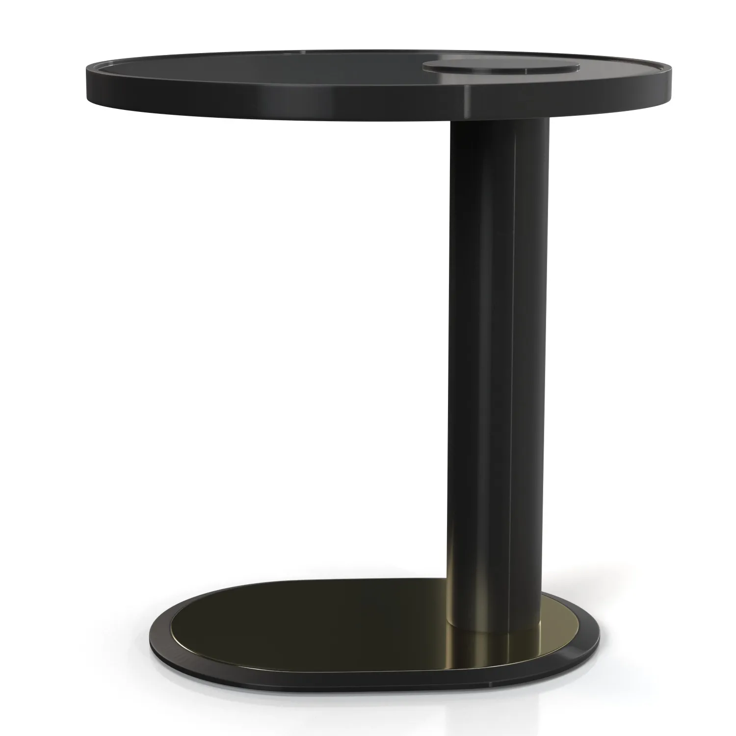 Metal Base And Top Laminated Glass Side Table 3D Model_03