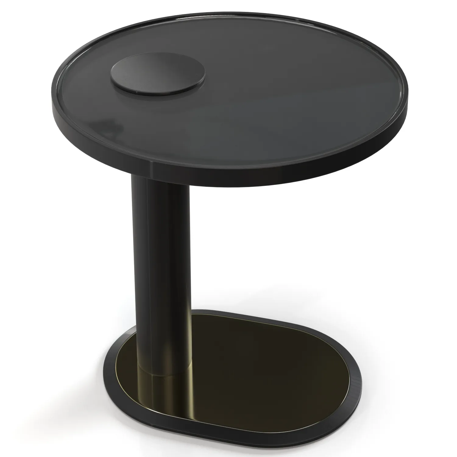 Metal Base And Top Laminated Glass Side Table 3D Model_06