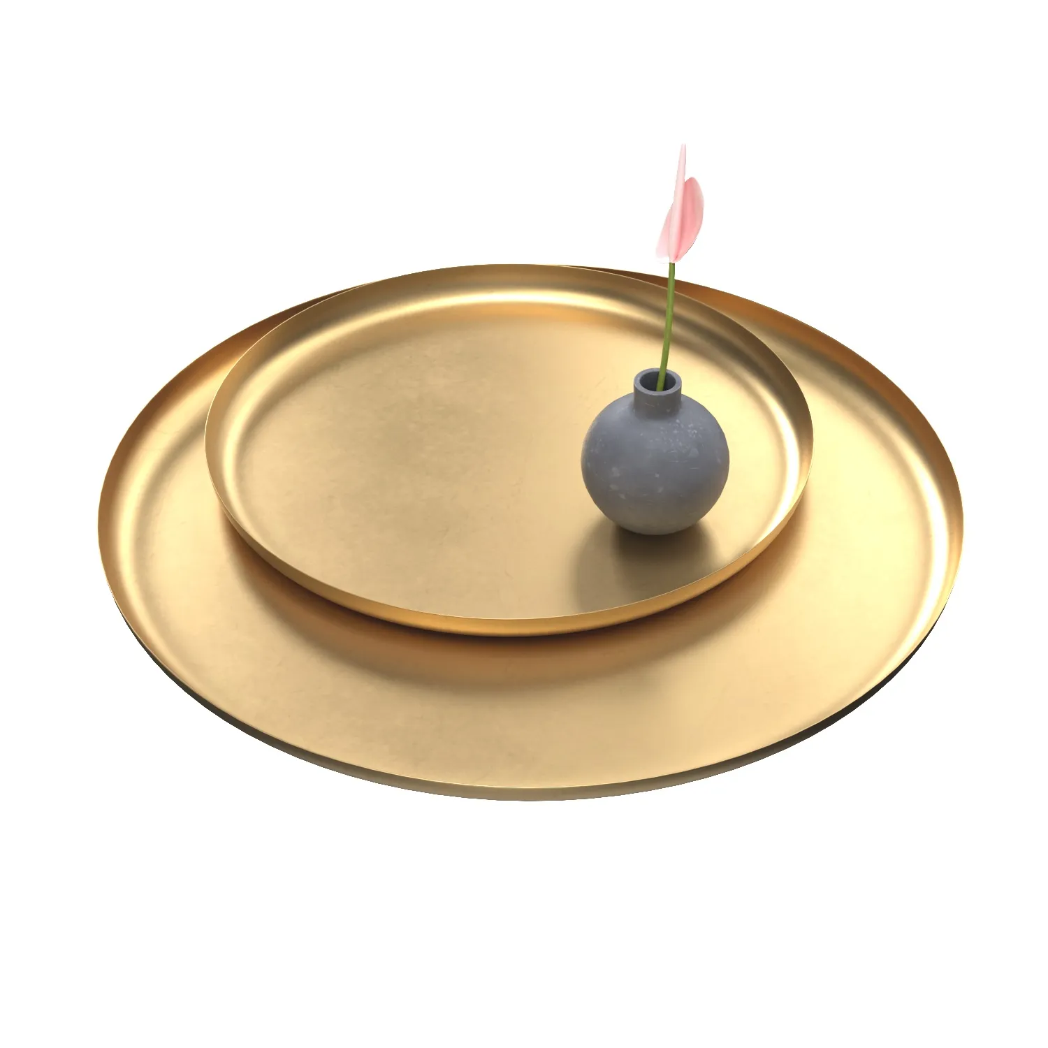 Oversized Antique Brass Metal Trays PBR 3D Model_06