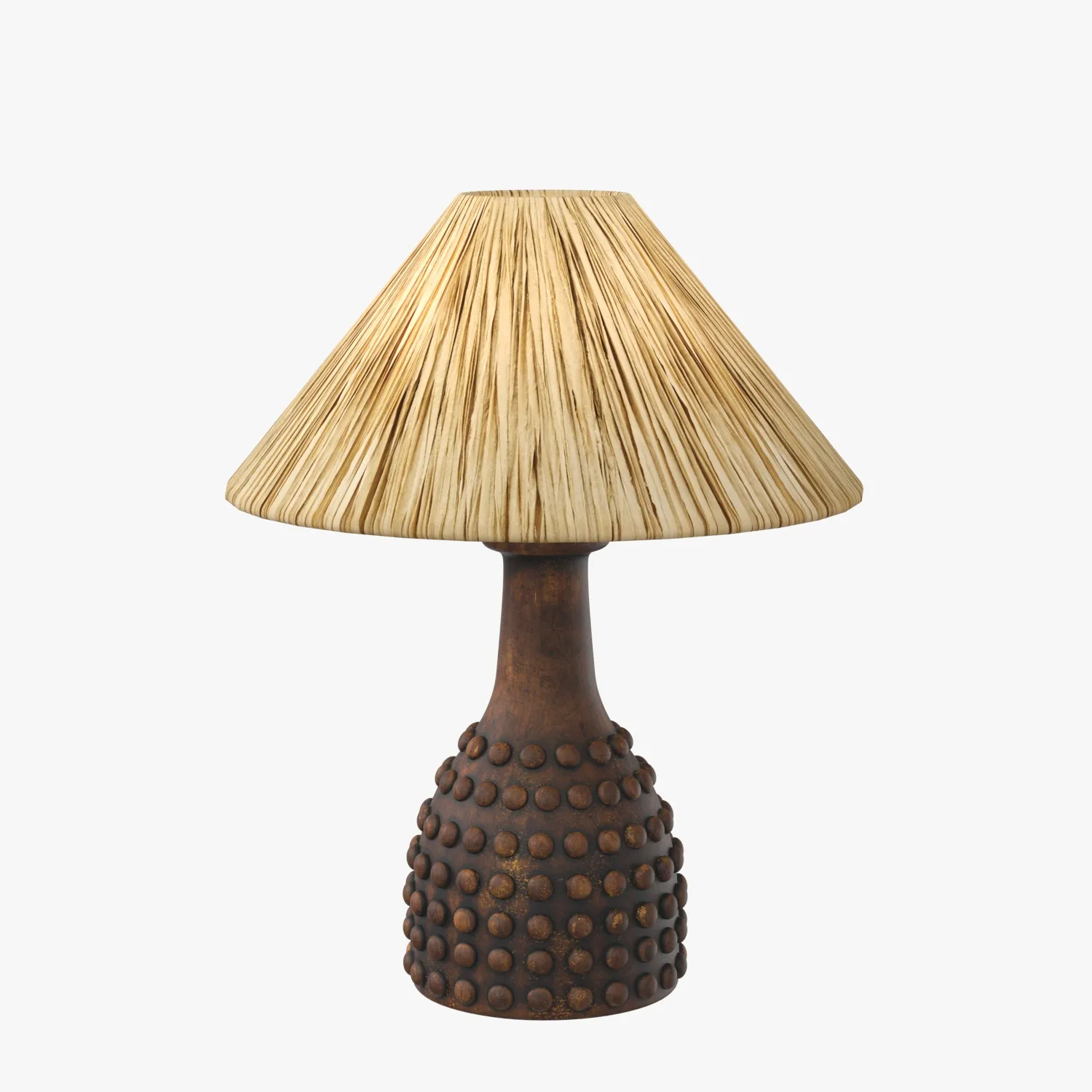 Terracotta Base Raffia Shade Table Lamp 3D Model_01