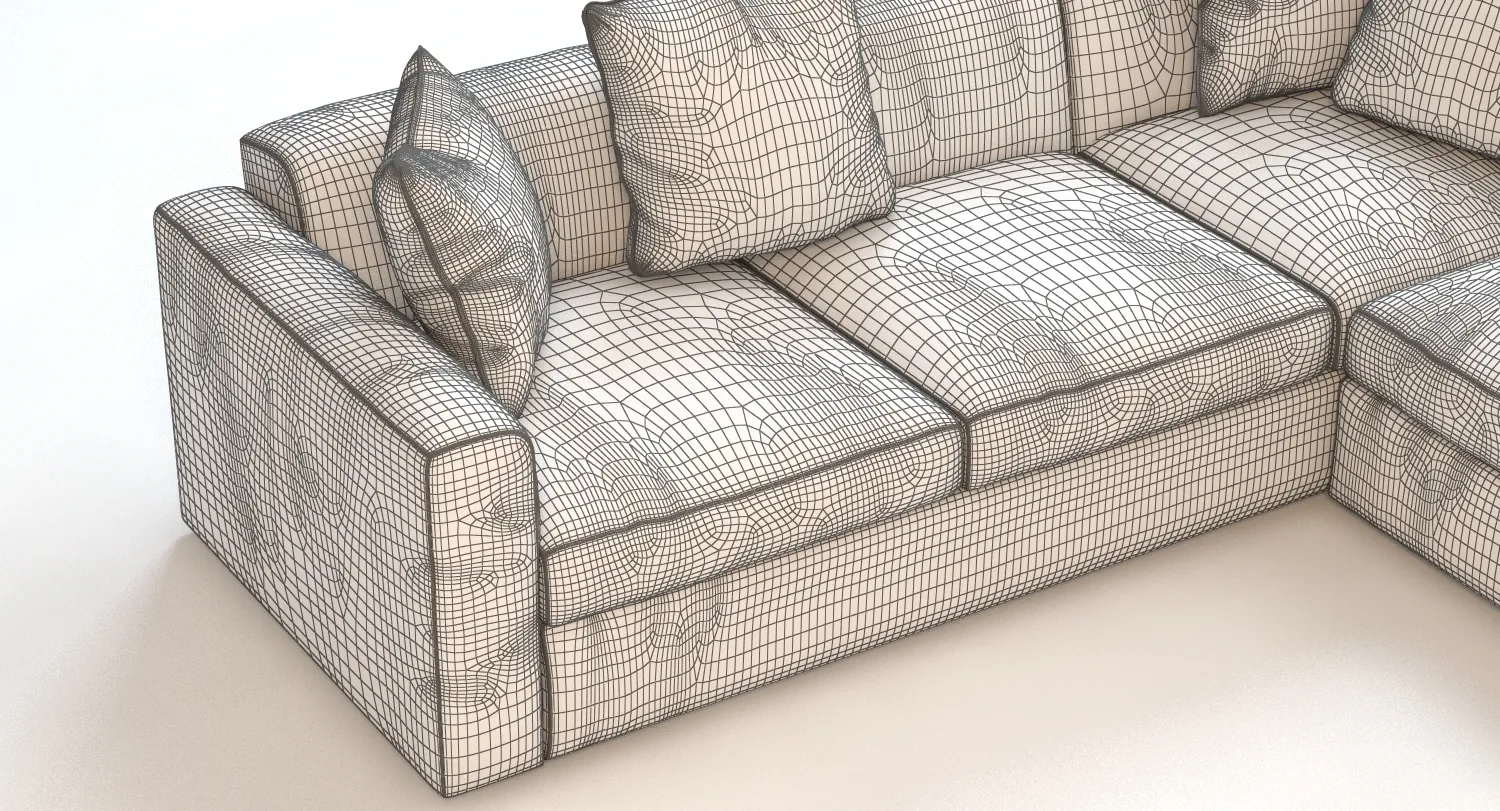 Photorealistic Corner Sectional Sofa 3D Model_012