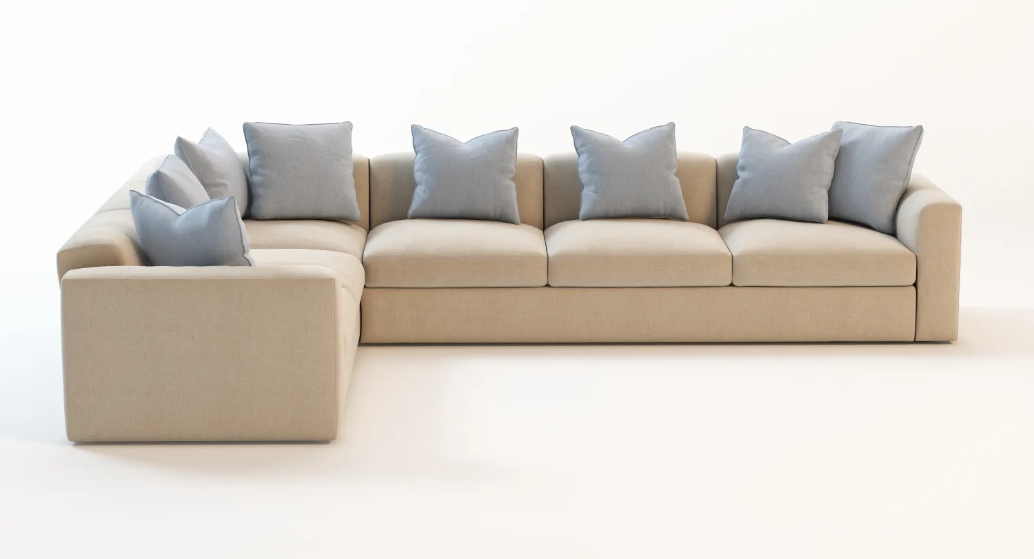 Photorealistic Corner Sectional Sofa 3D Model_03