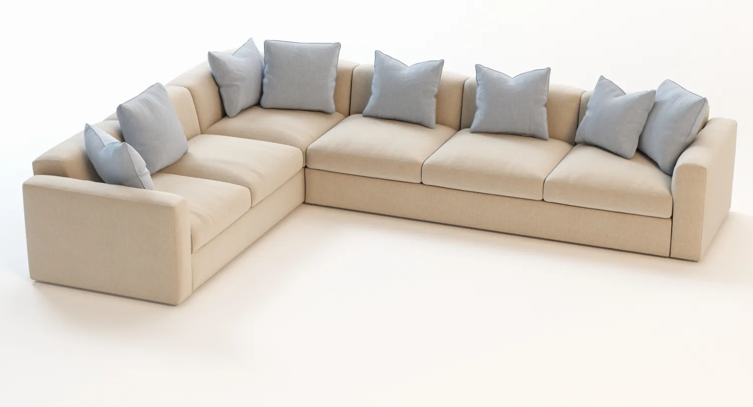 Photorealistic Corner Sectional Sofa 3D Model_04