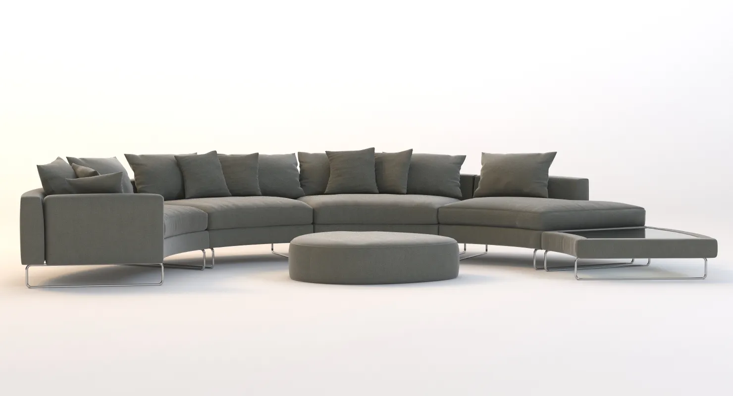 Half Moon Curved Sectional Sofa Fabric 3D Model_010