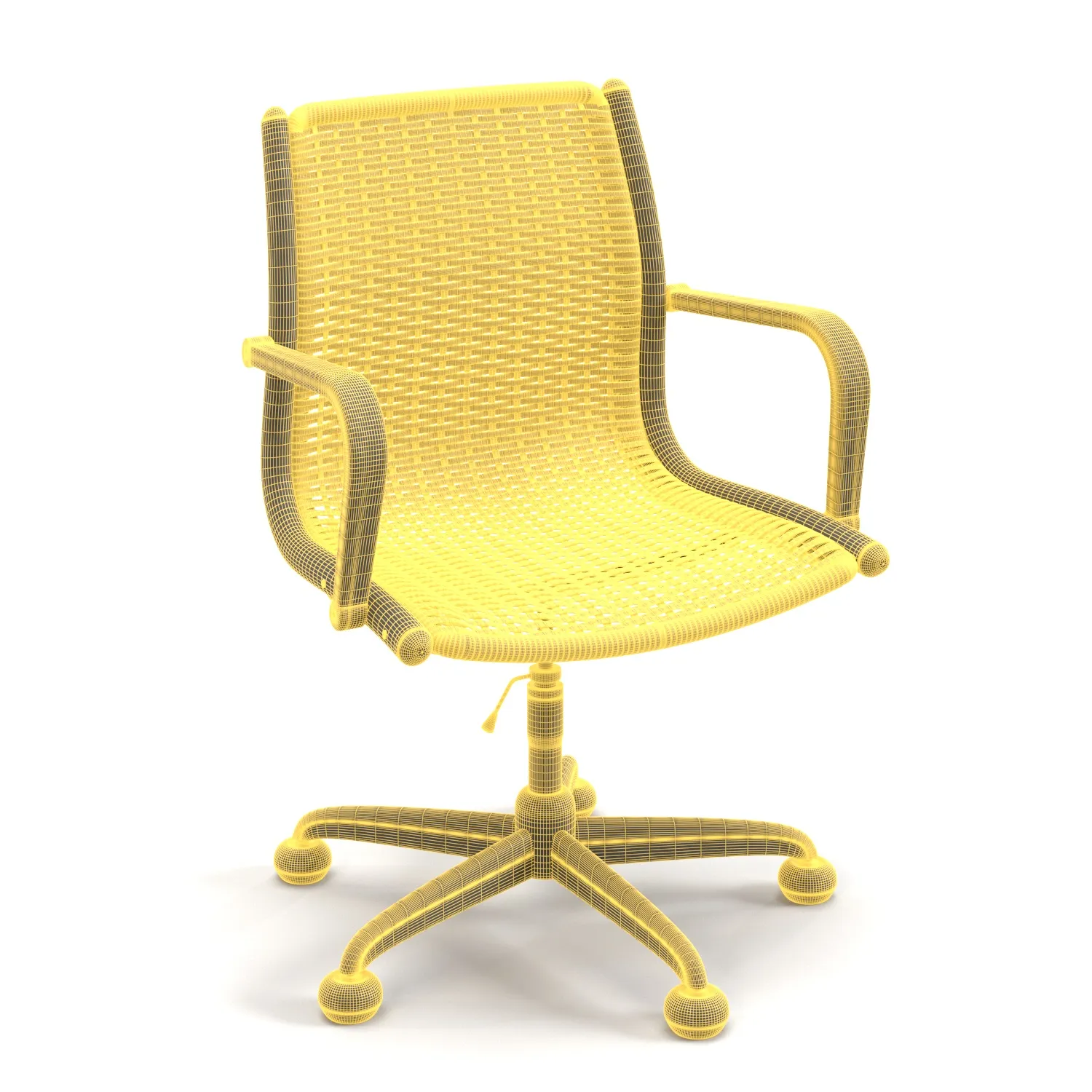 Wicker Wood Desk Armchair PBR 3D Model_07