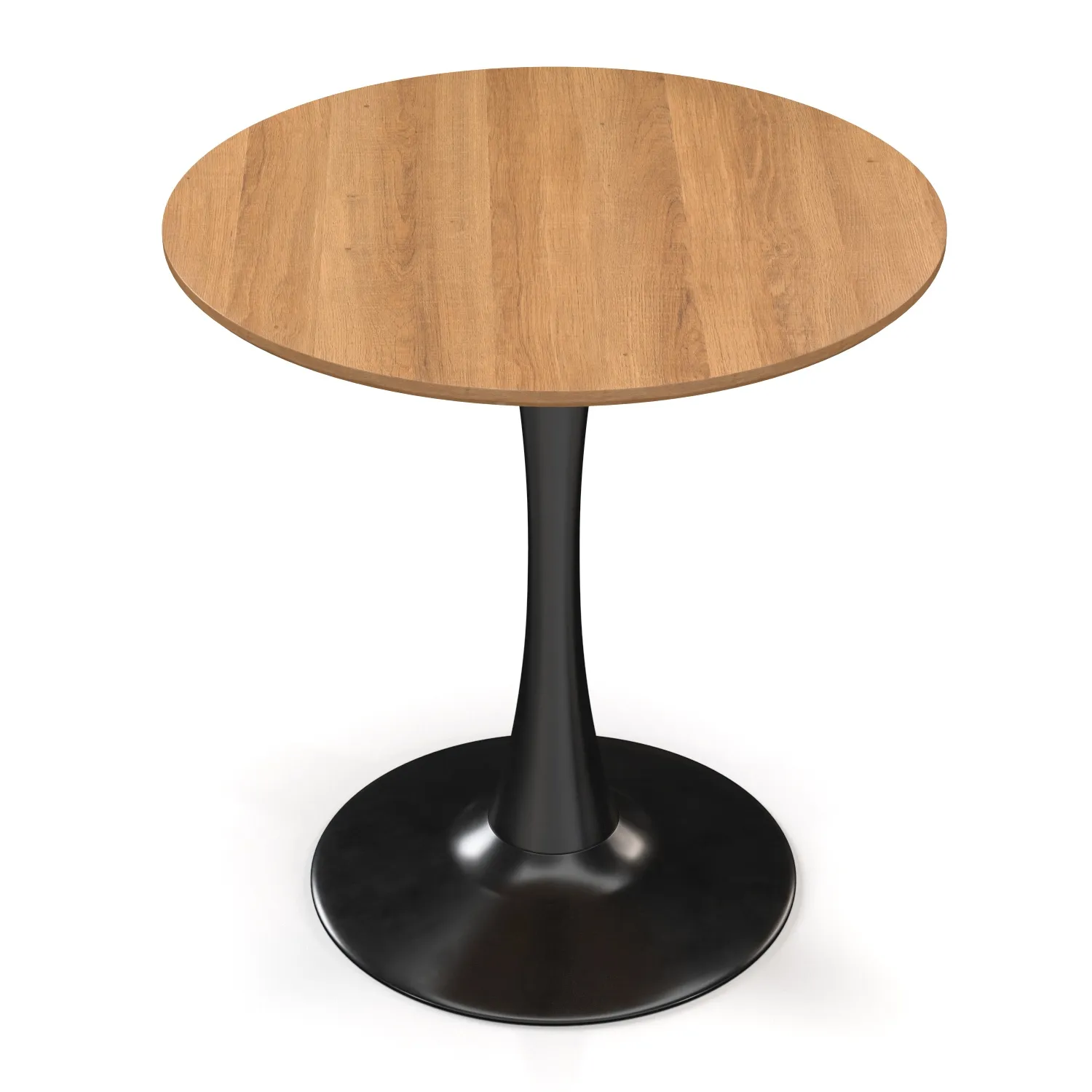 Brown Engineered Wood Grain Finish & Black Metal Base Bistro Table PBR 3D Model_04