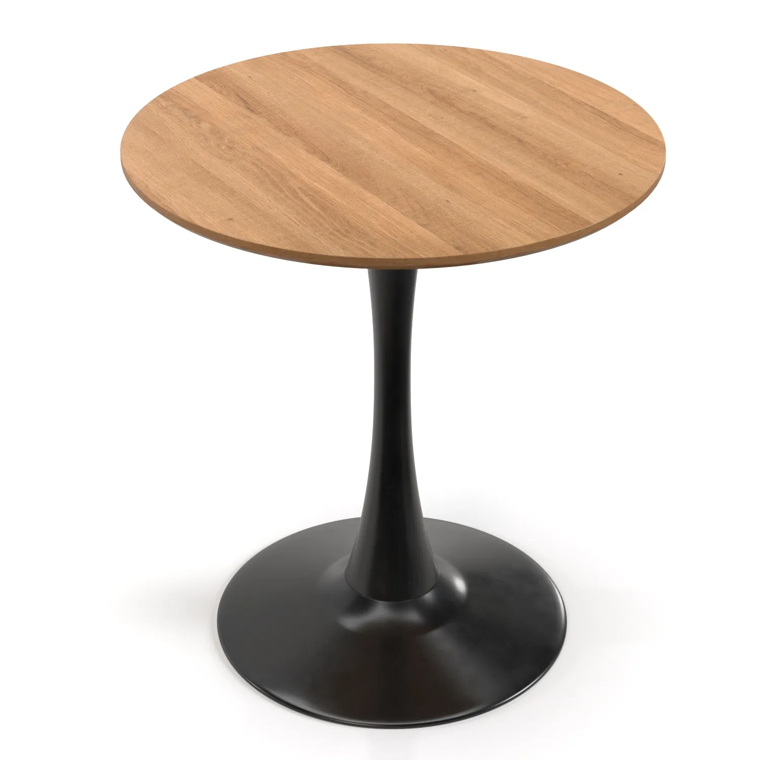 Brown Engineered Wood Grain Finish & Black Metal Base Bistro Table PBR 3D Model_06