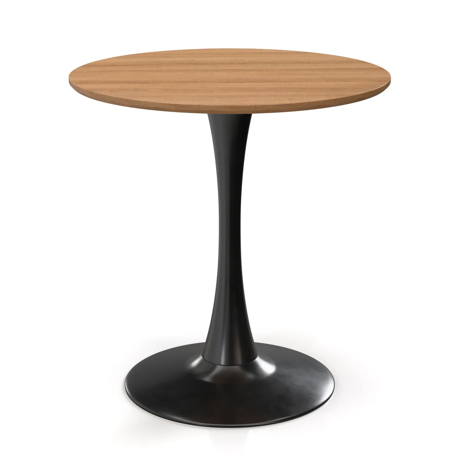 Brown Engineered Wood Grain Finish & Black Metal Base Bistro Table PBR 3D Model_03